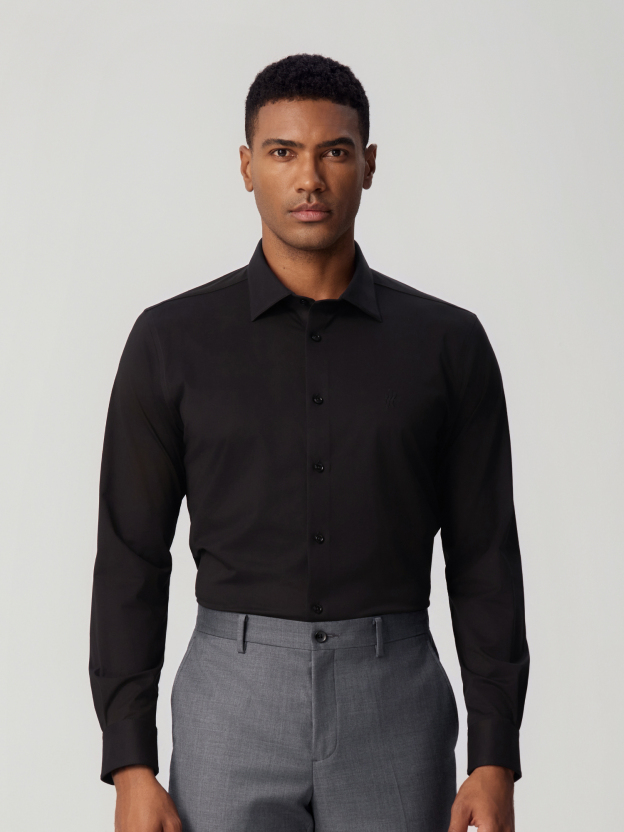 Non-Iron Stretch Black Shirt