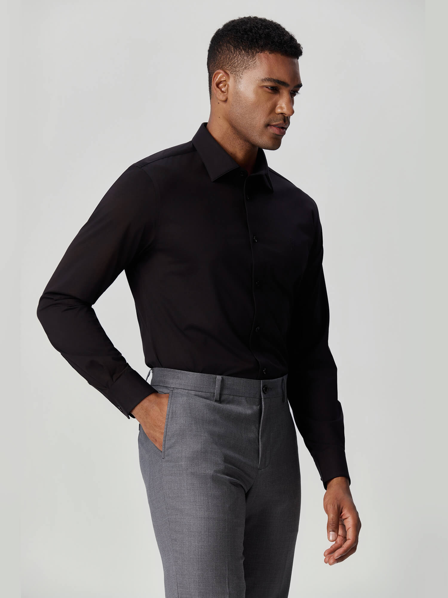 Non-Iron Stretch Black Shirt