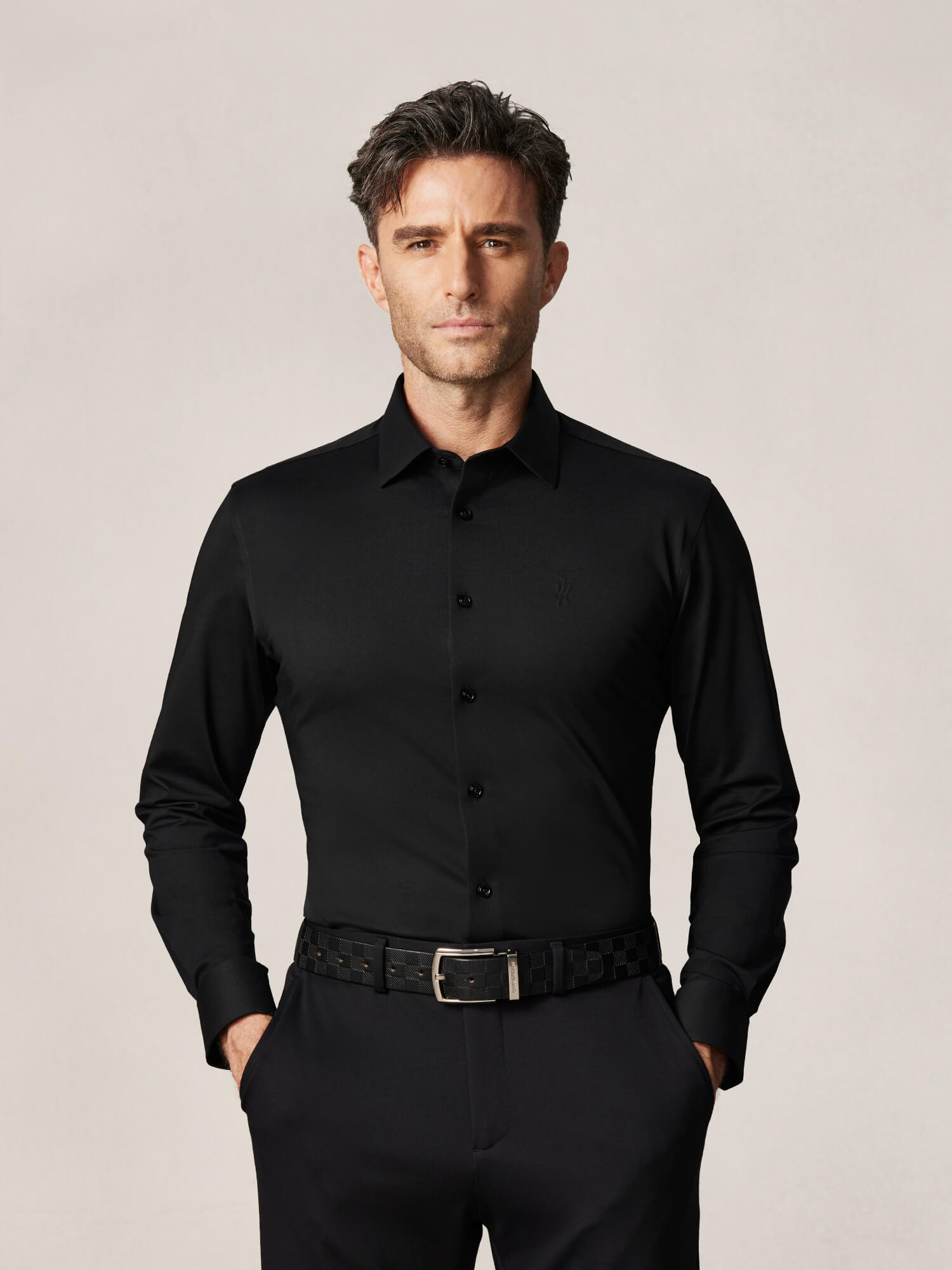Non-Iron Stretch Black Shirt