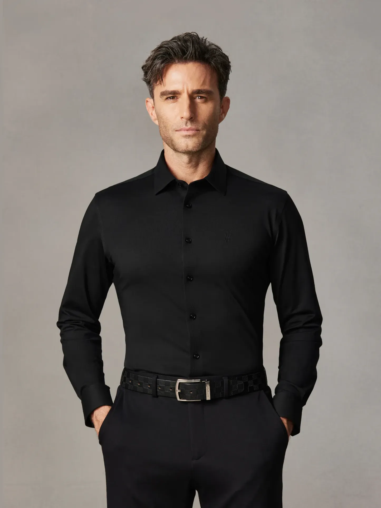Non-Iron Stretch Black Shirt