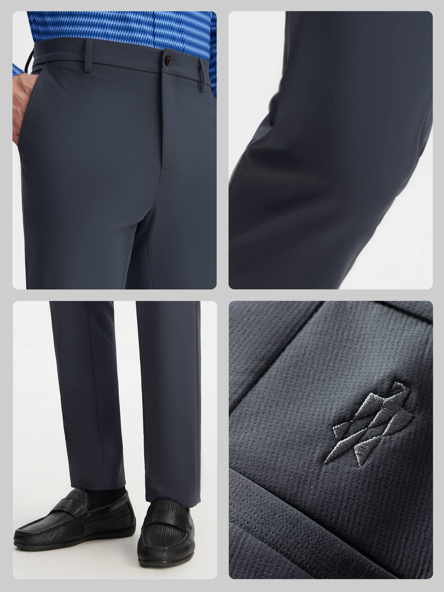 Moon Gray Stretch Casual Pants-Own Dream Shirts-Dress Shirts for Men