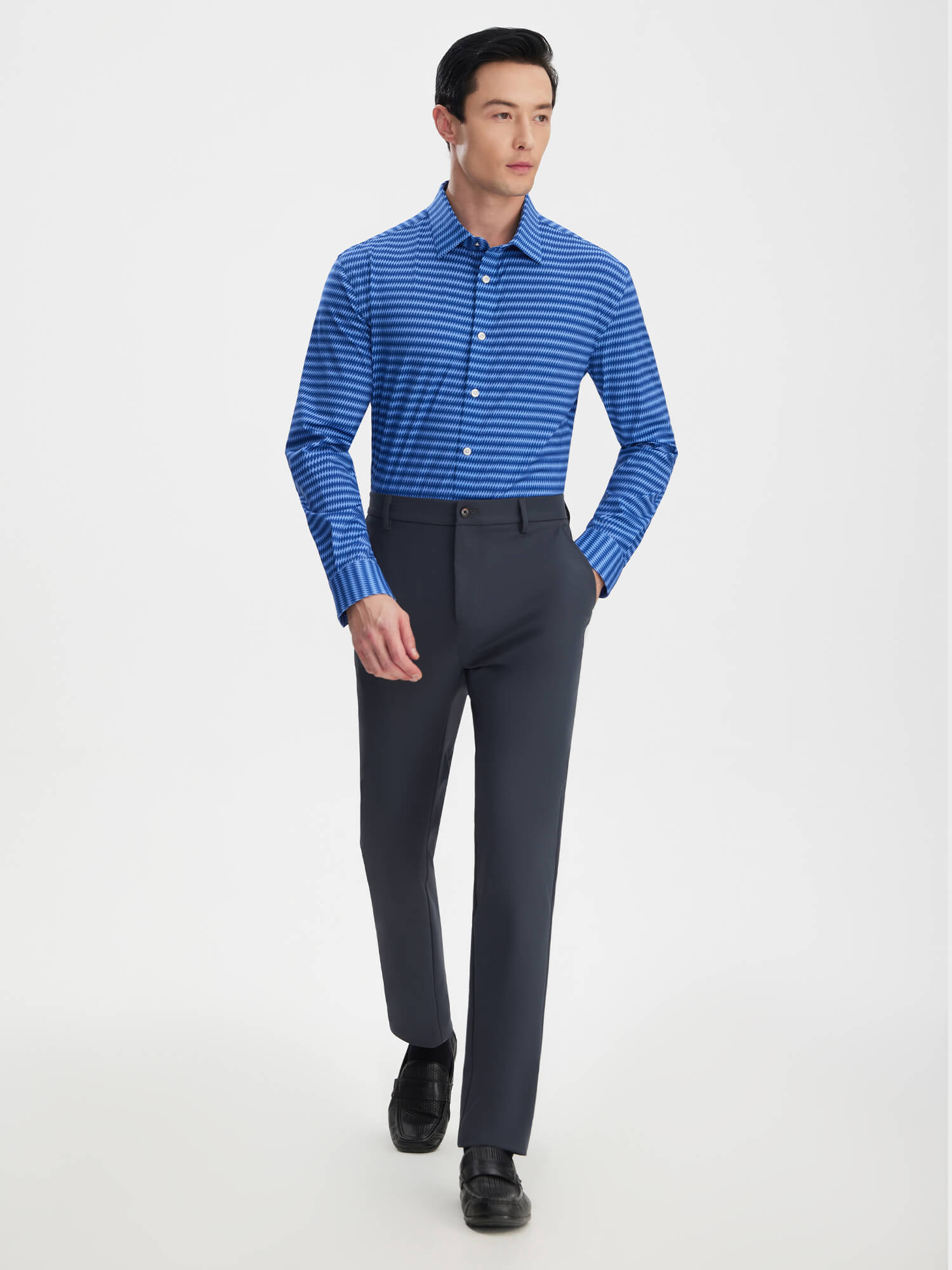 Moon Gray Stretch Casual Pants-Own Dream Shirts-Dress Shirts for Men