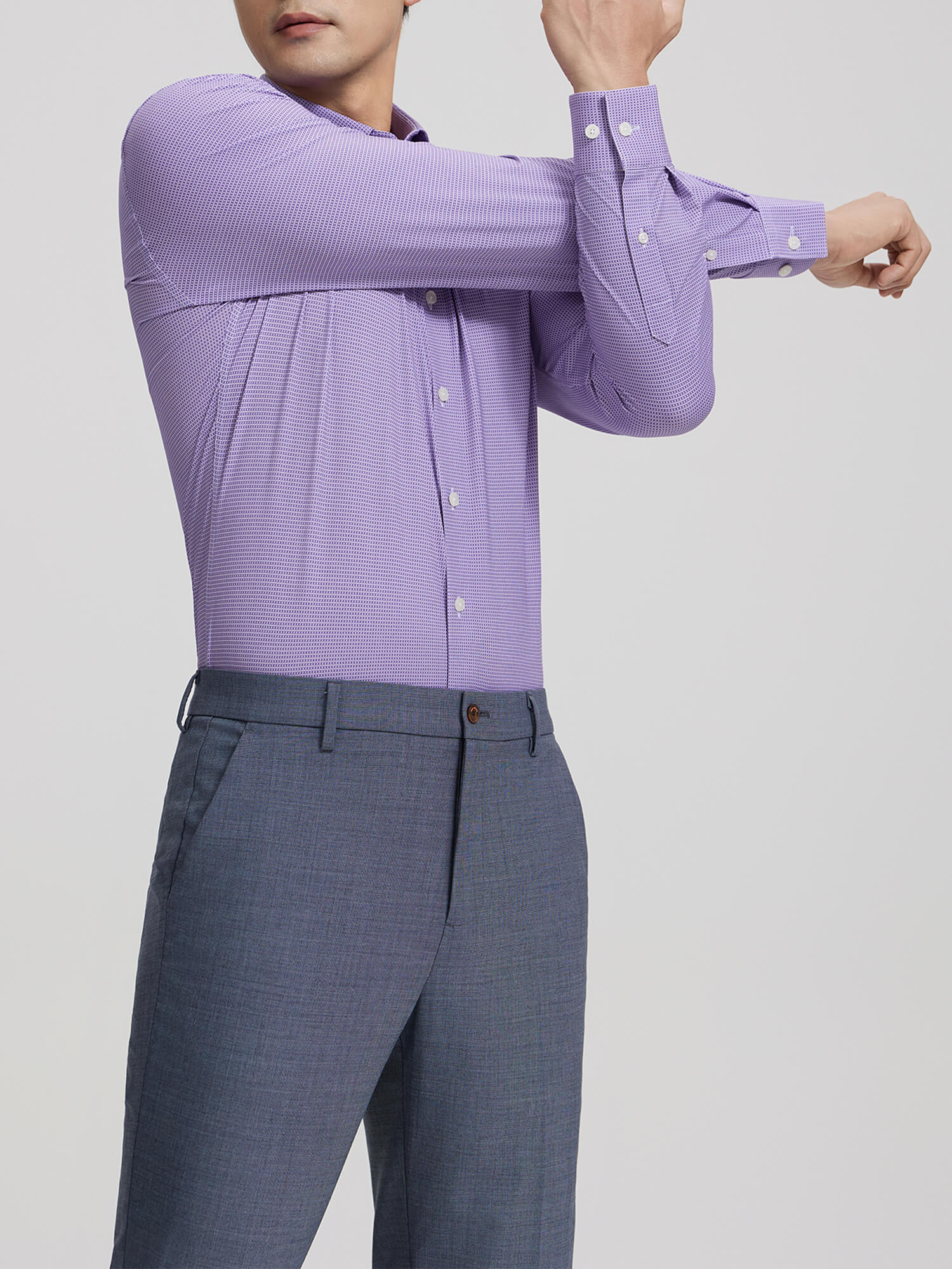 Purple Plaid Stretch Shirt-OWN DREAM Shirts