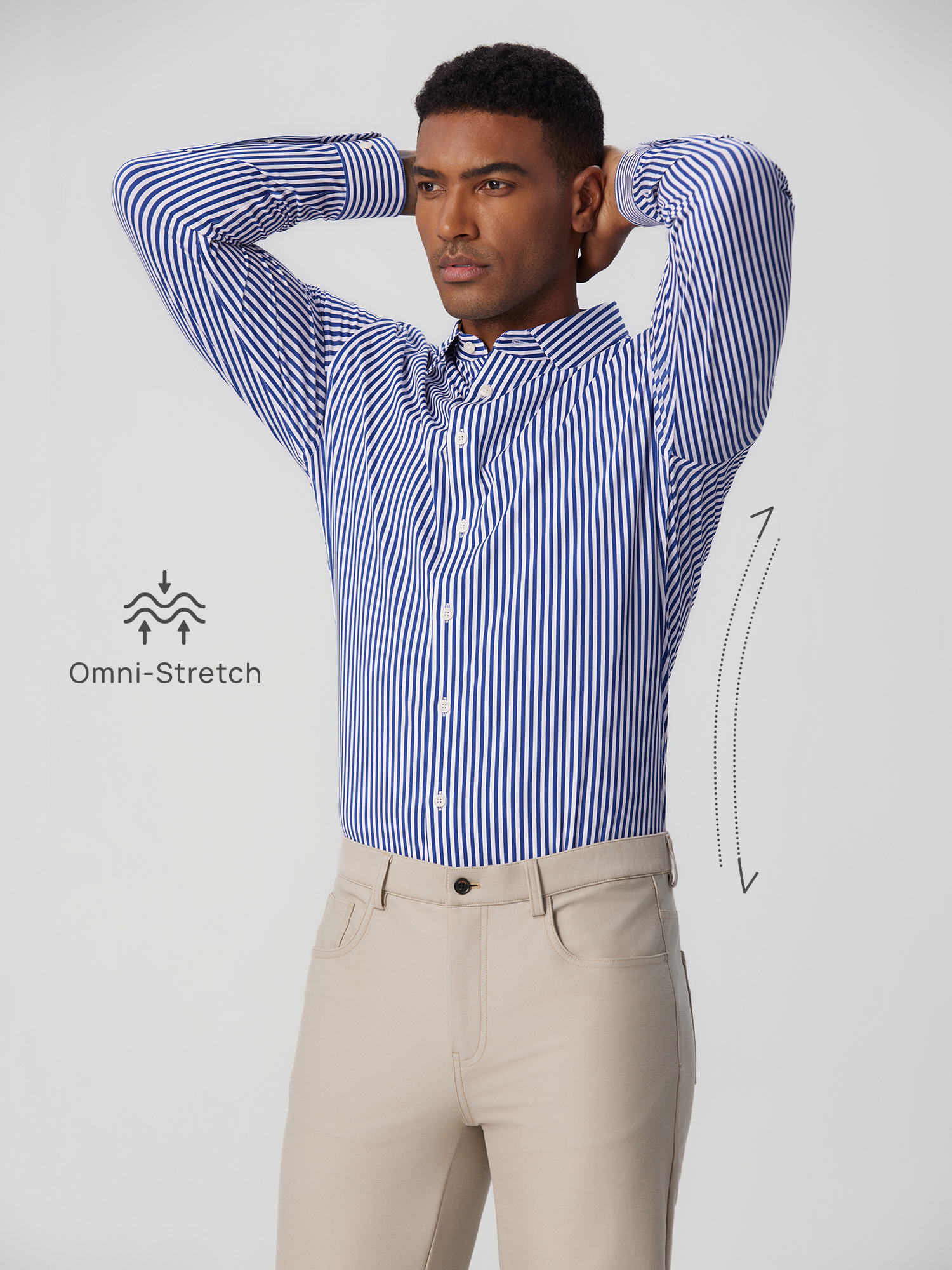London Blue Striped High-Stretch Shirt-Own Dream Shirts-Dress Shirts for Men