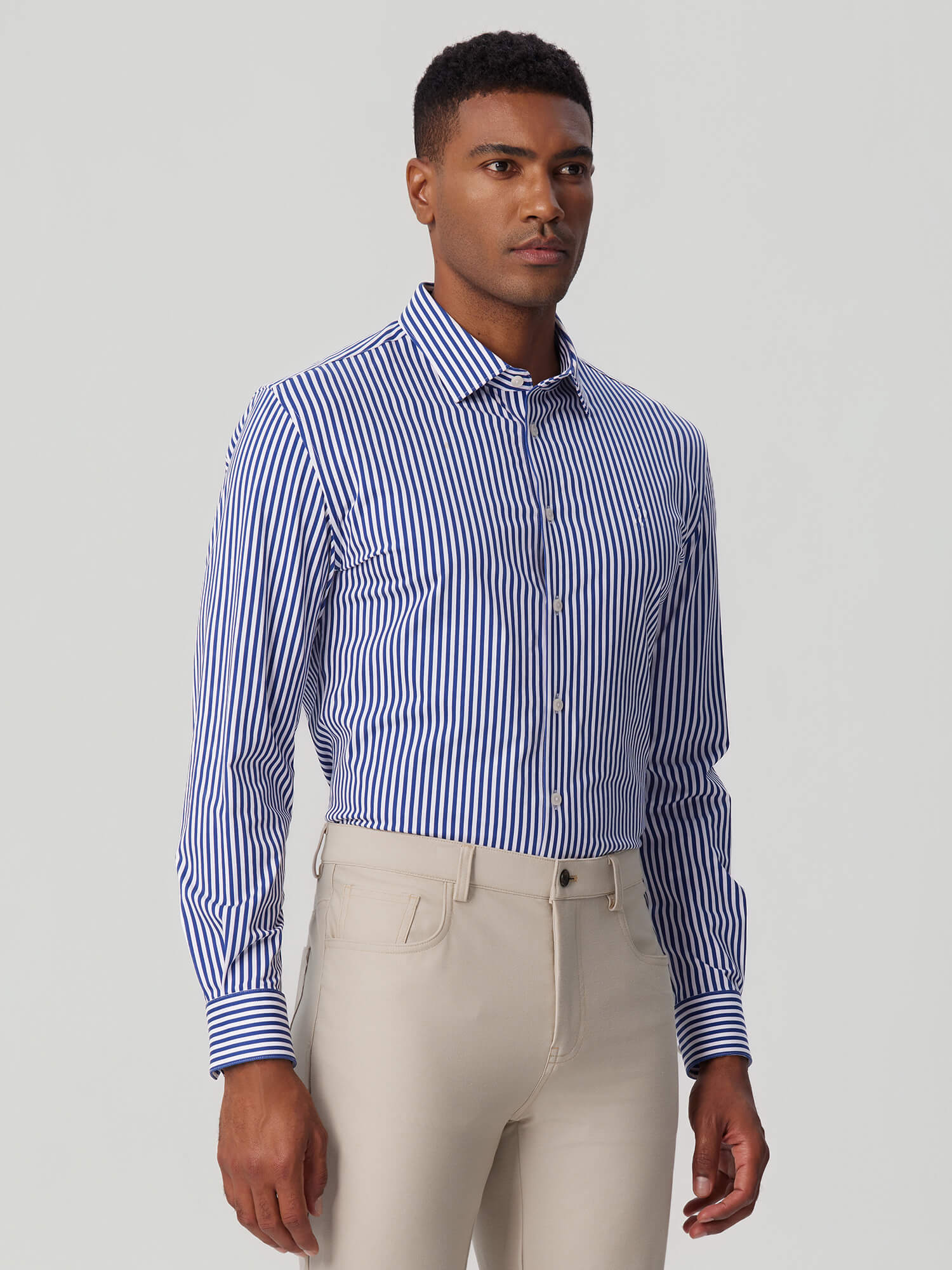 London Blue Striped High-Stretch Shirt-Own Dream Shirts-Dress Shirts for Men