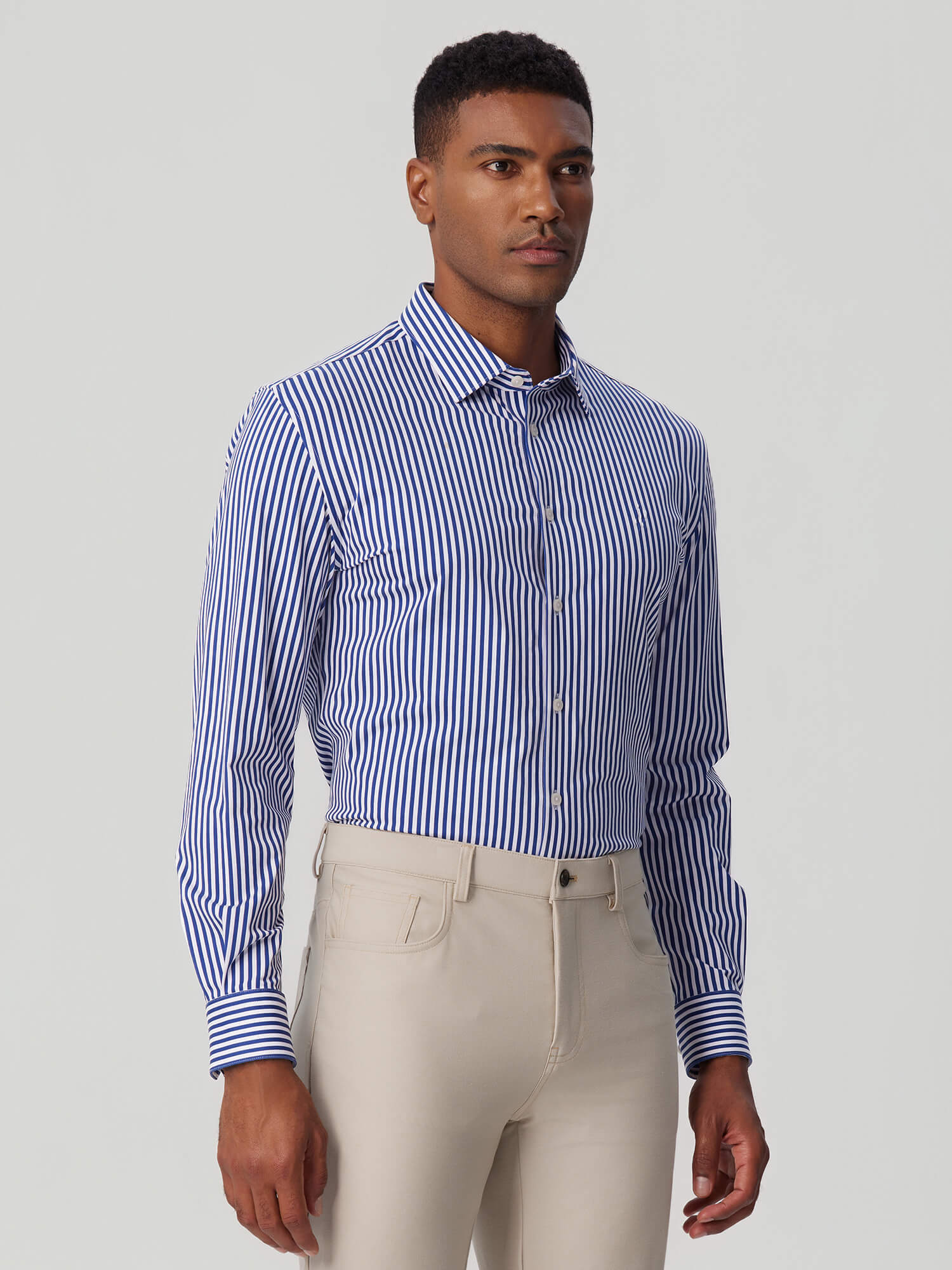 London Blue Striped High-Stretch Shirt-Own Dream Shirts-Dress Shirts for Men