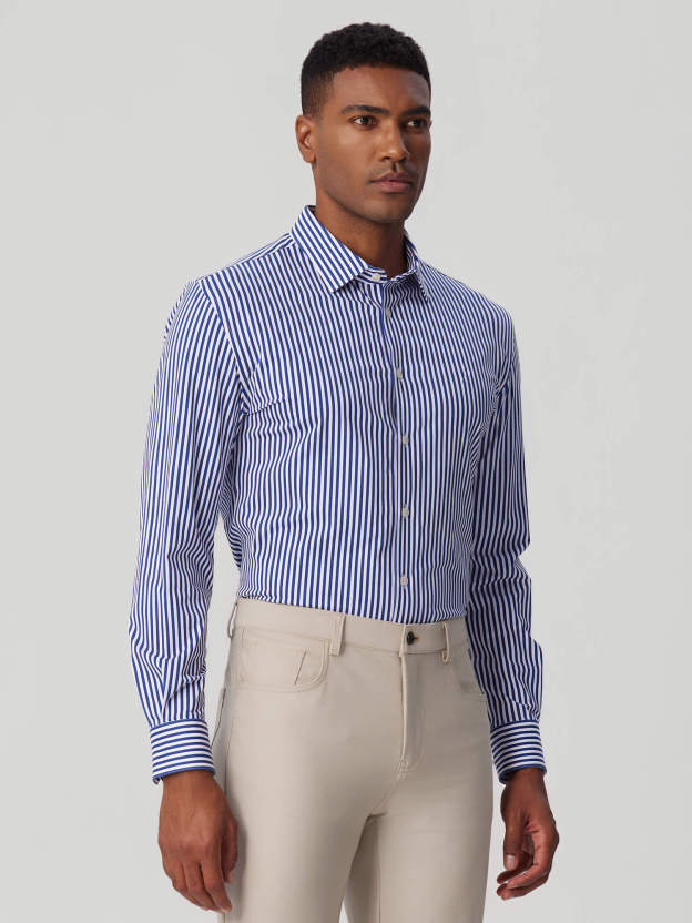 London Blue Striped High-Stretch Shirt-Own Dream Shirts-Dress Shirts for Men