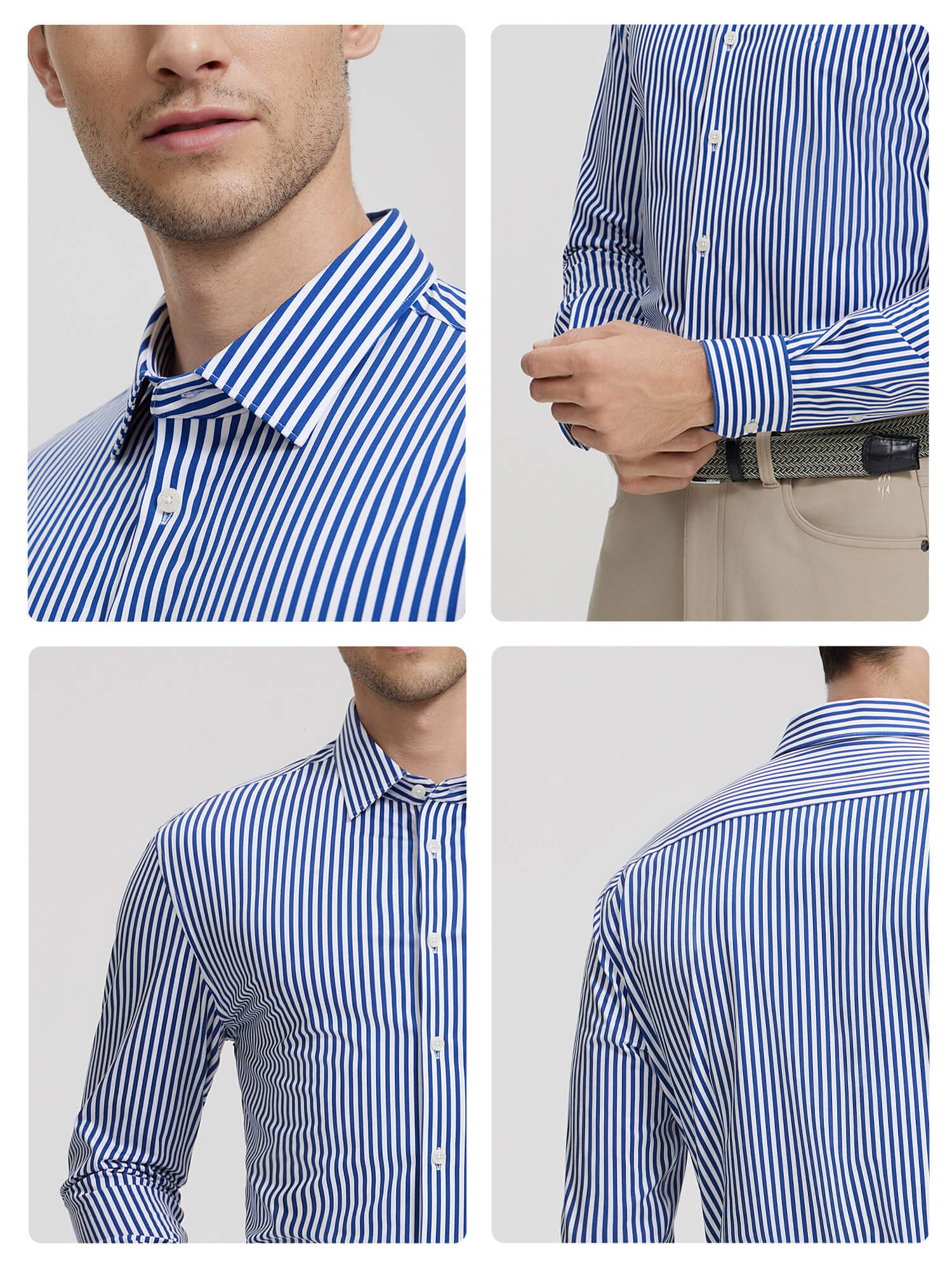 London Blue Striped High-Stretch Shirt-Own Dream Shirts-Dress Shirts for Men