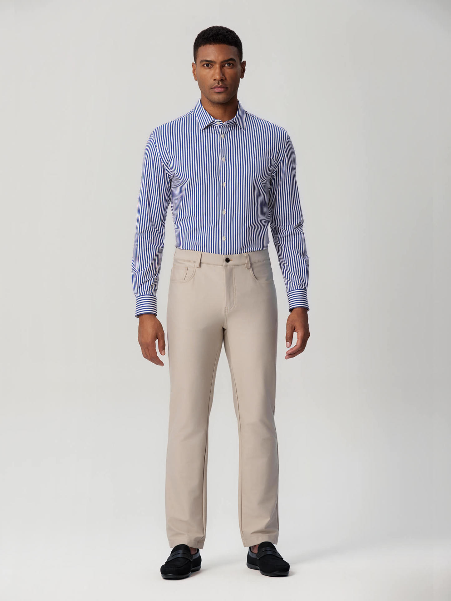 London Blue Striped High-Stretch Shirt-Own Dream Shirts-Dress Shirts for Men