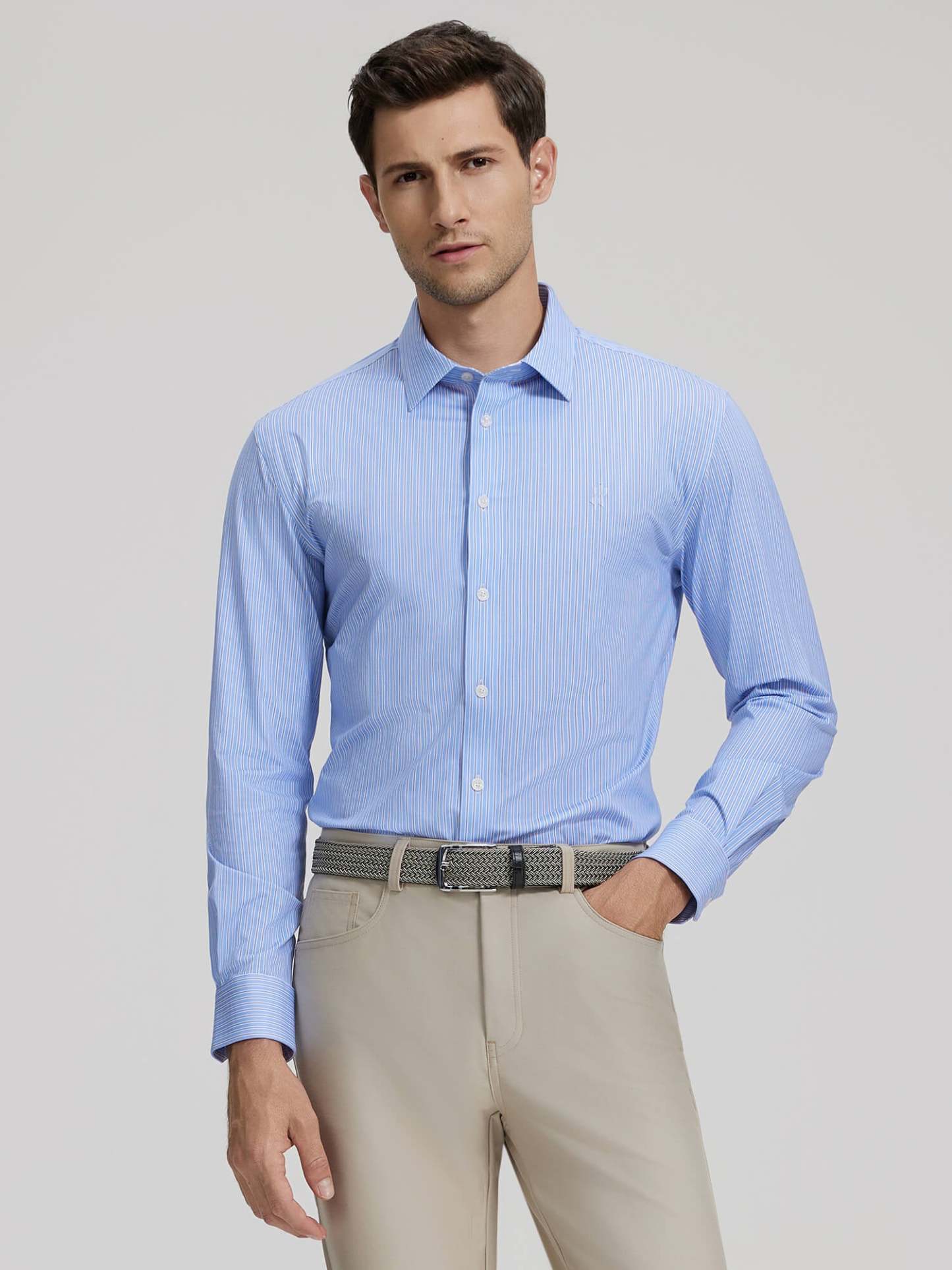 Classic Blue Stripe Stretch Shirt-OWN DREAM Shirts