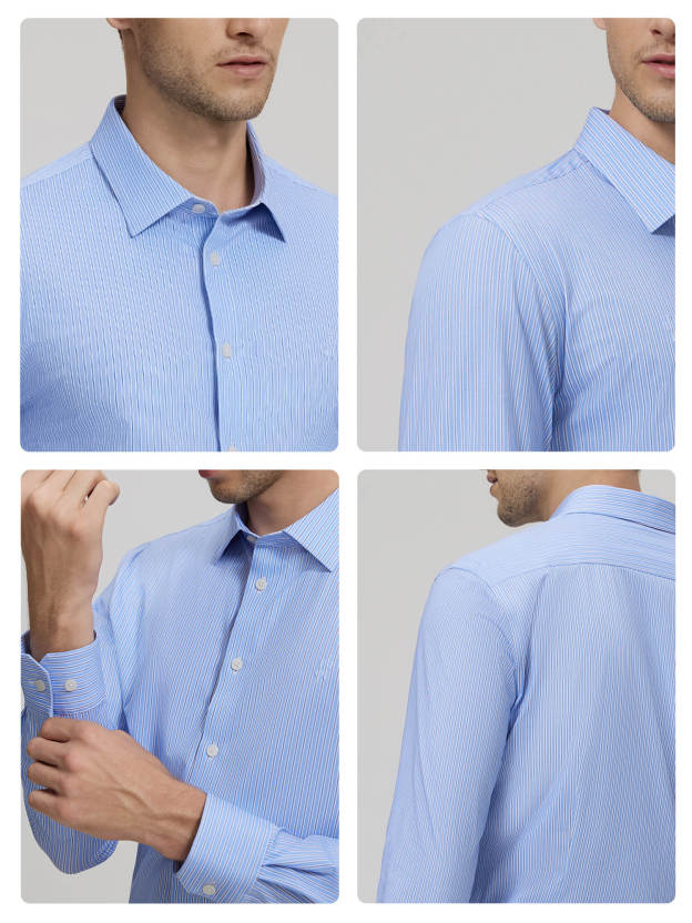 Classic Blue Stripe Stretch Shirt-OWN DREAM Shirts