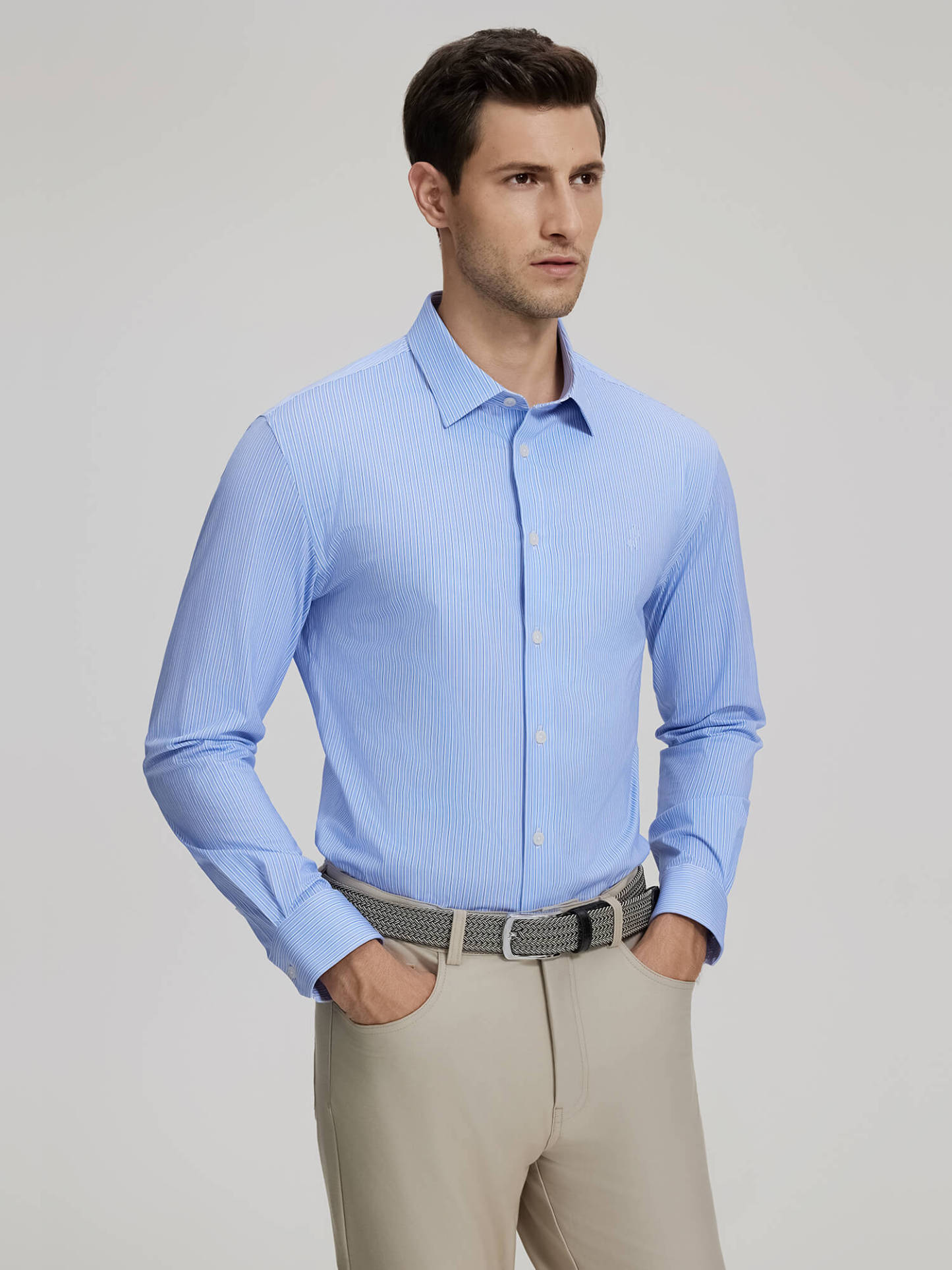 Classic Blue Stripe Stretch Shirt-OWN DREAM Shirts