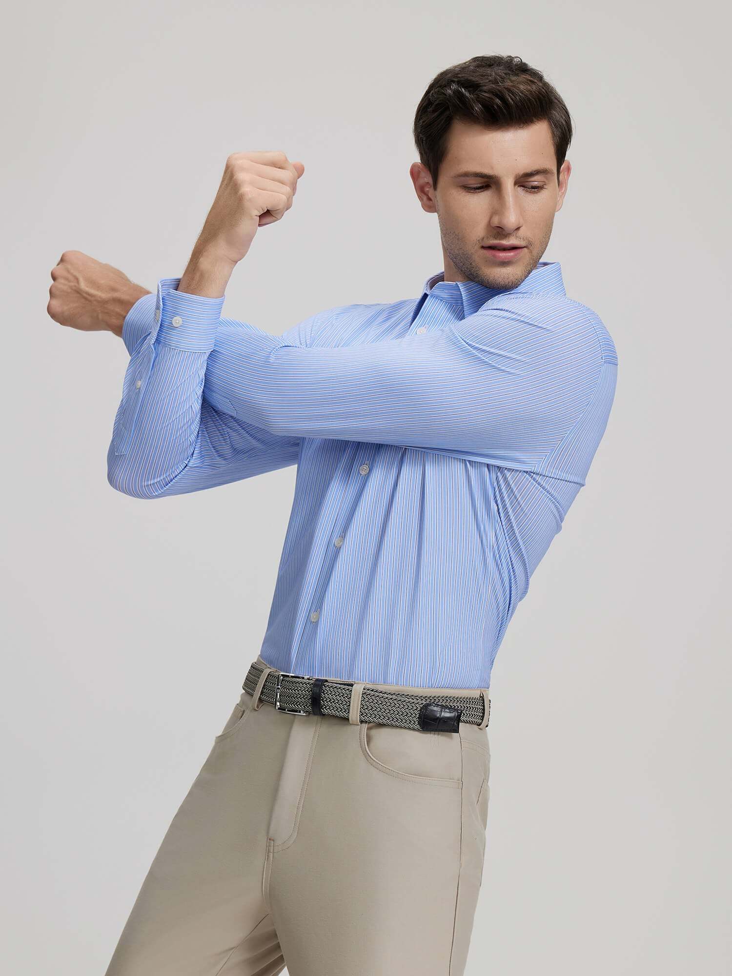 Classic Blue Stripe Stretch Shirt-OWN DREAM Shirts