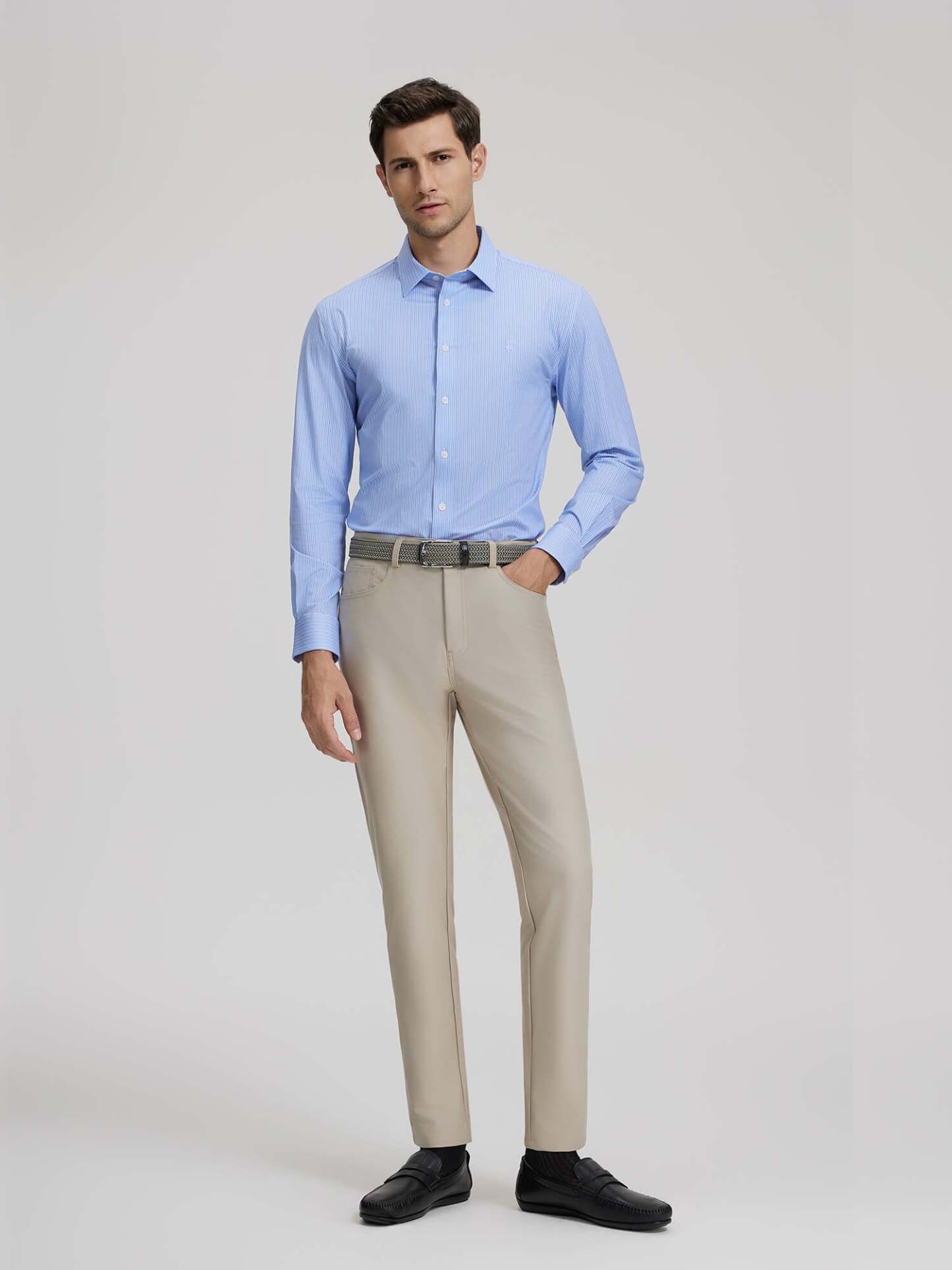Classic Blue Stripe Stretch Shirt-OWN DREAM Shirts