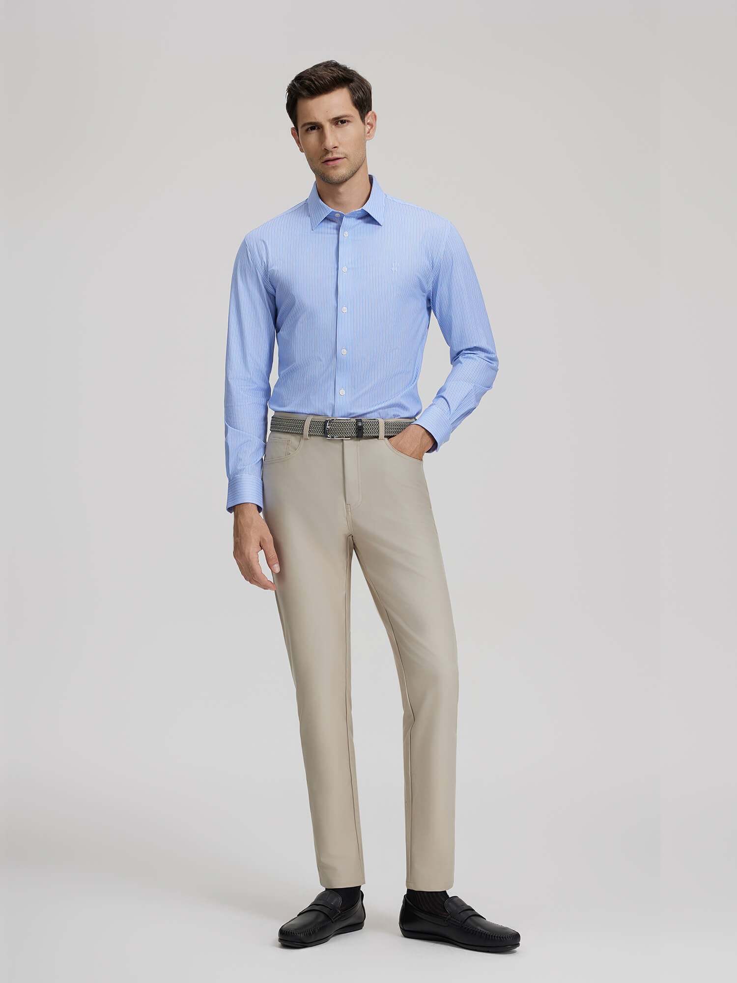 Classic Blue Stripe Stretch Shirt-OWN DREAM Shirts