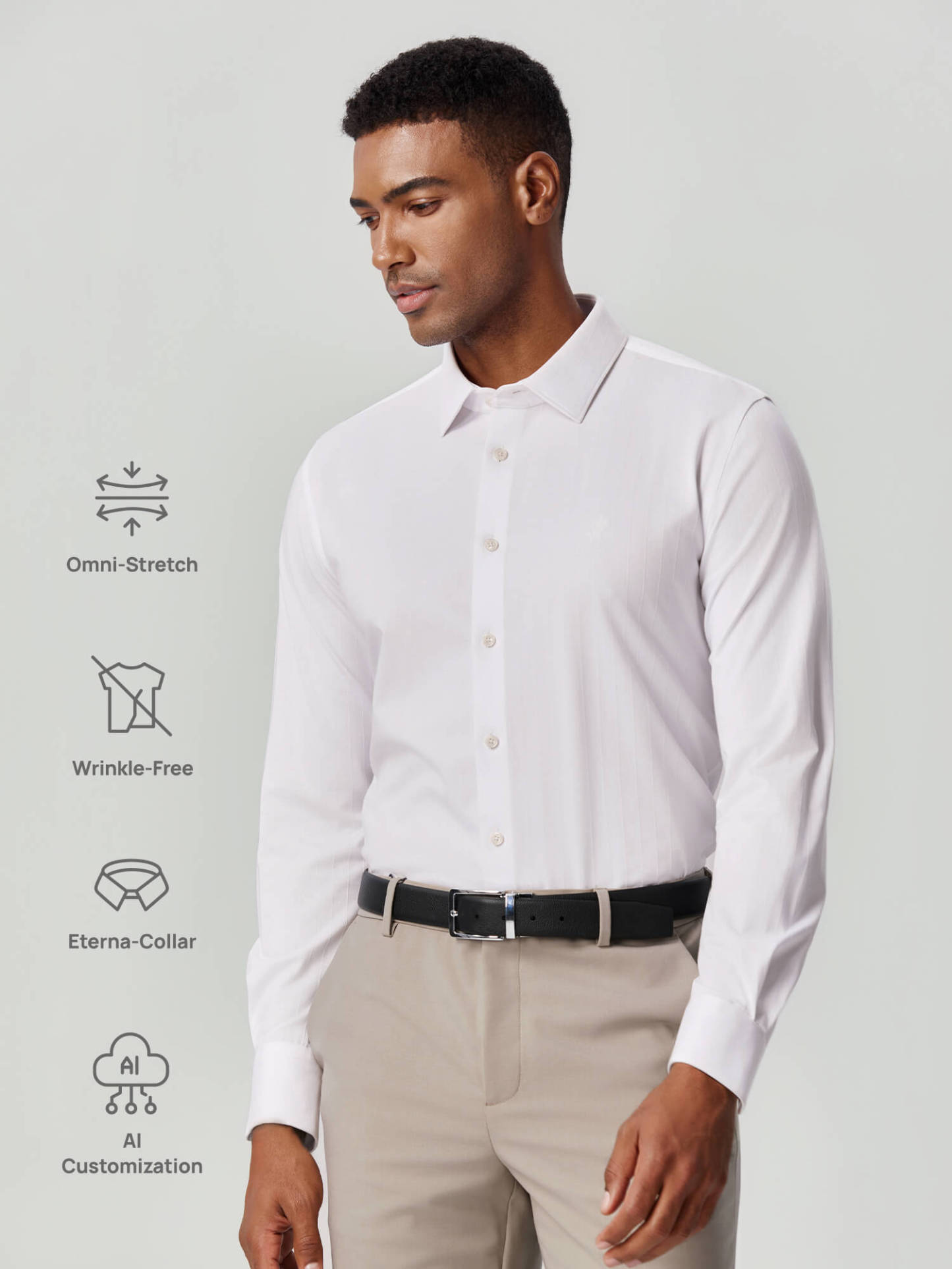 Ivory Pinstripe Stretch Shirt - ODTAILOR