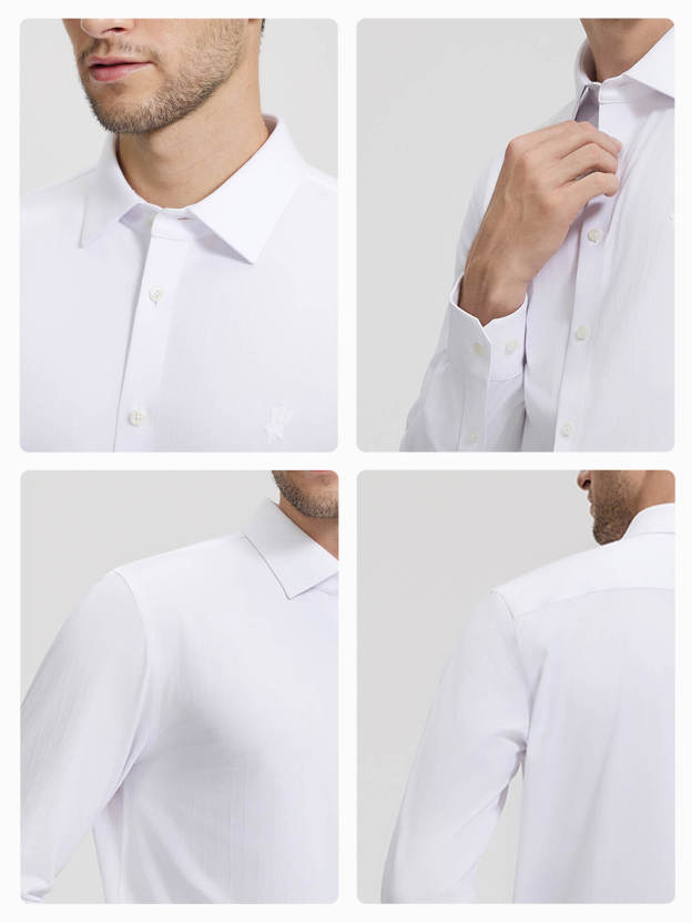 Ivory Pinstripe Stretch Shirt-OWN DREAM Shirts