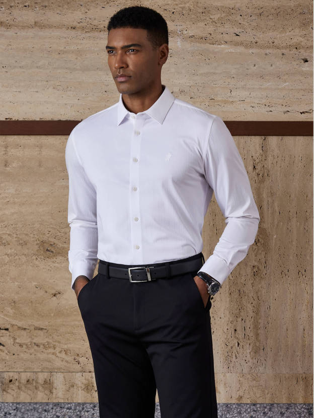 Ivory Pinstripe Stretch Shirt
