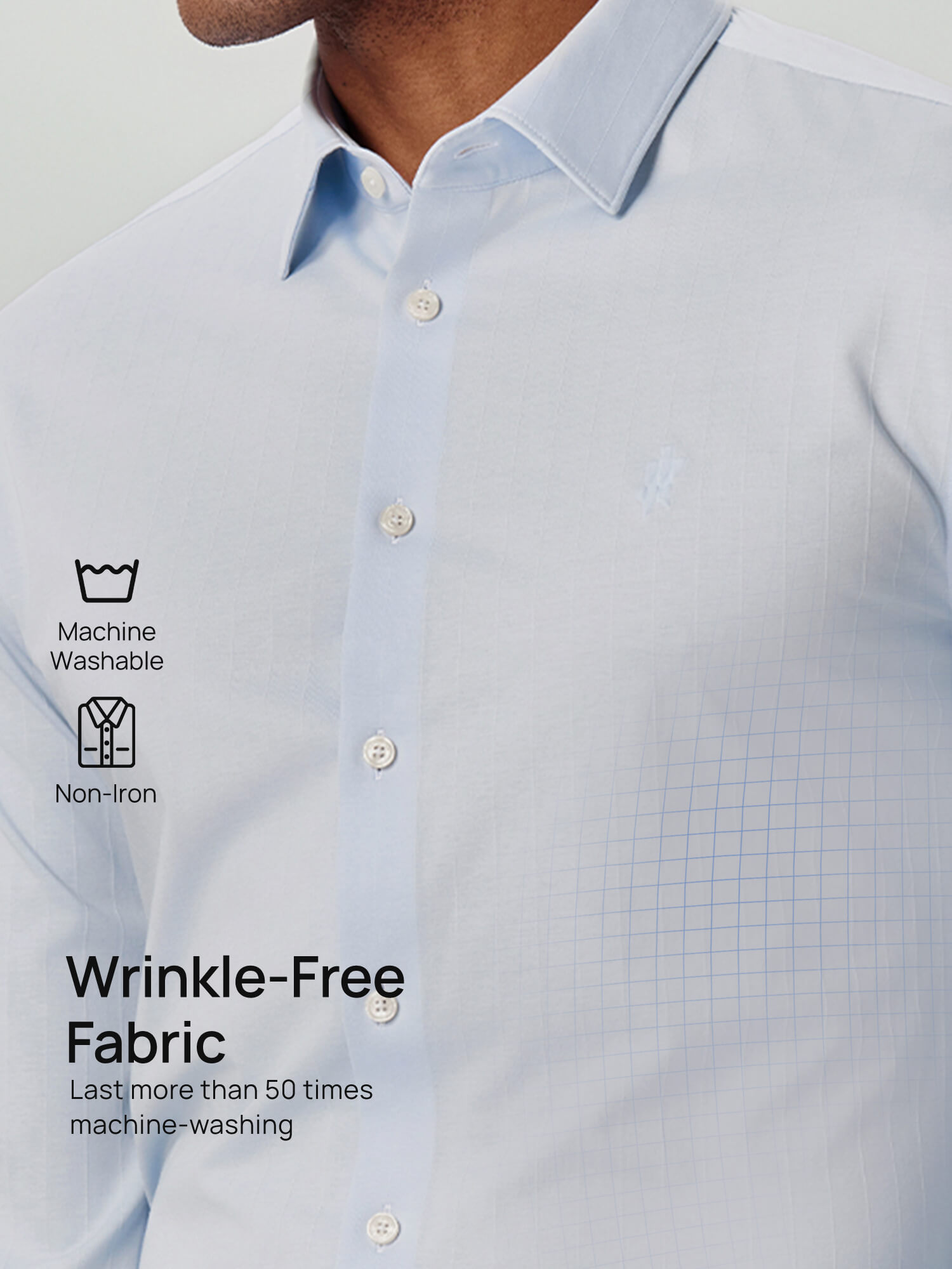 Moon Blue Ribbed Stretch Shirt-Own Dream Shirts-Dress Shirts for Men