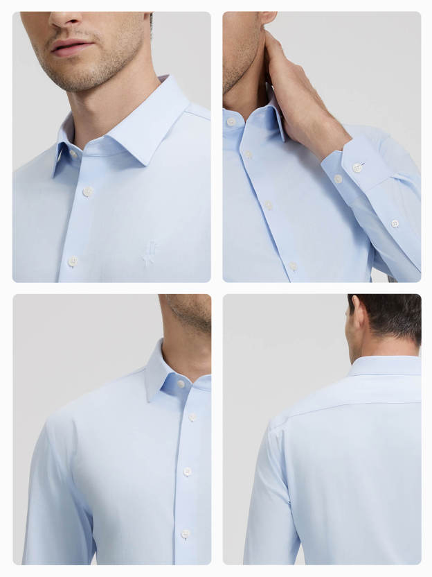 Moon Blue Ribbed Stretch Shirt-OWN DREAM Shirts