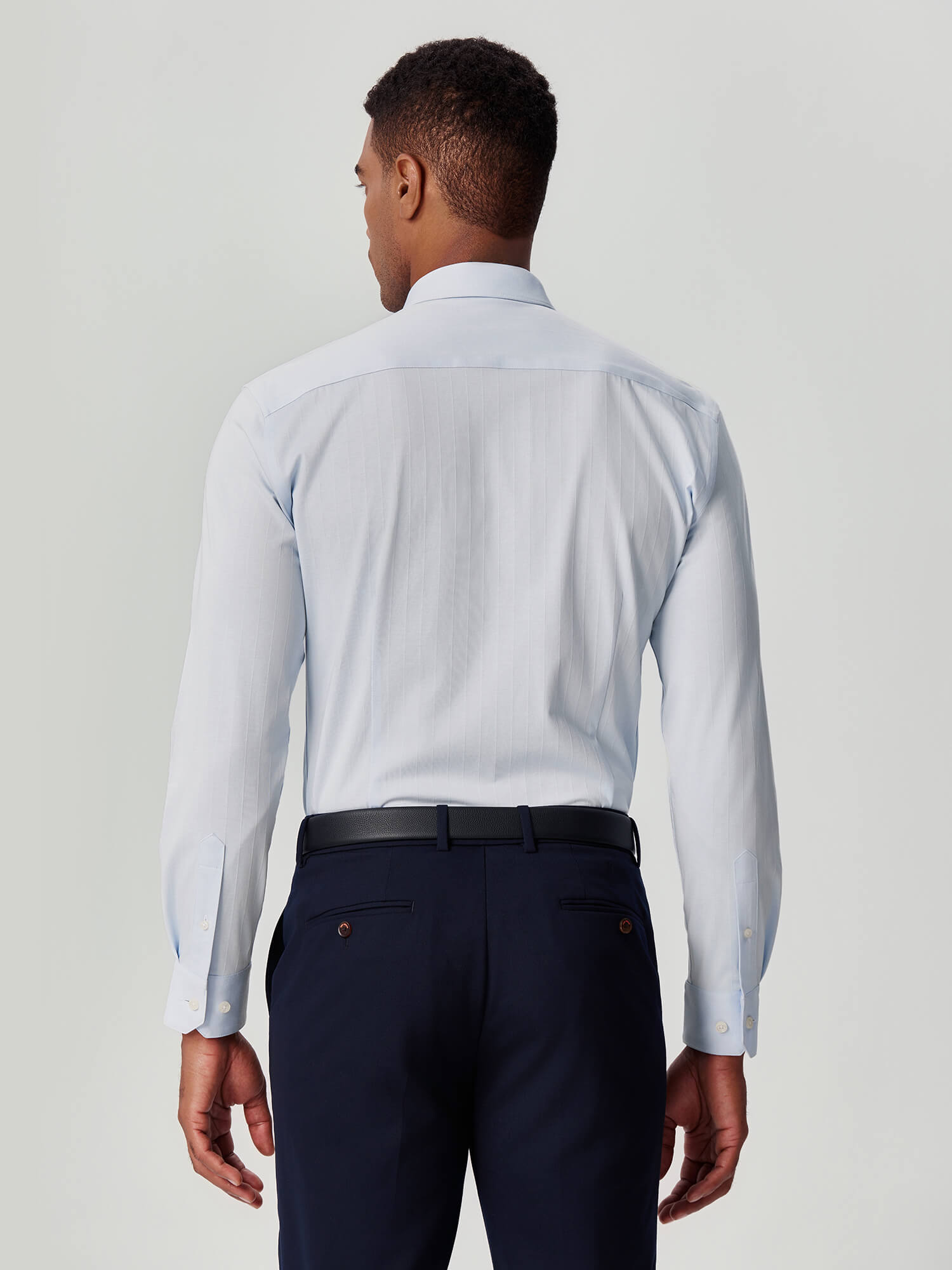 Moon Blue Ribbed Stretch Shirt-Own Dream Shirts-Dress Shirts for Men