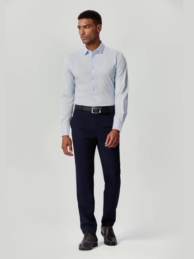Moon Blue Ribbed Stretch Shirt