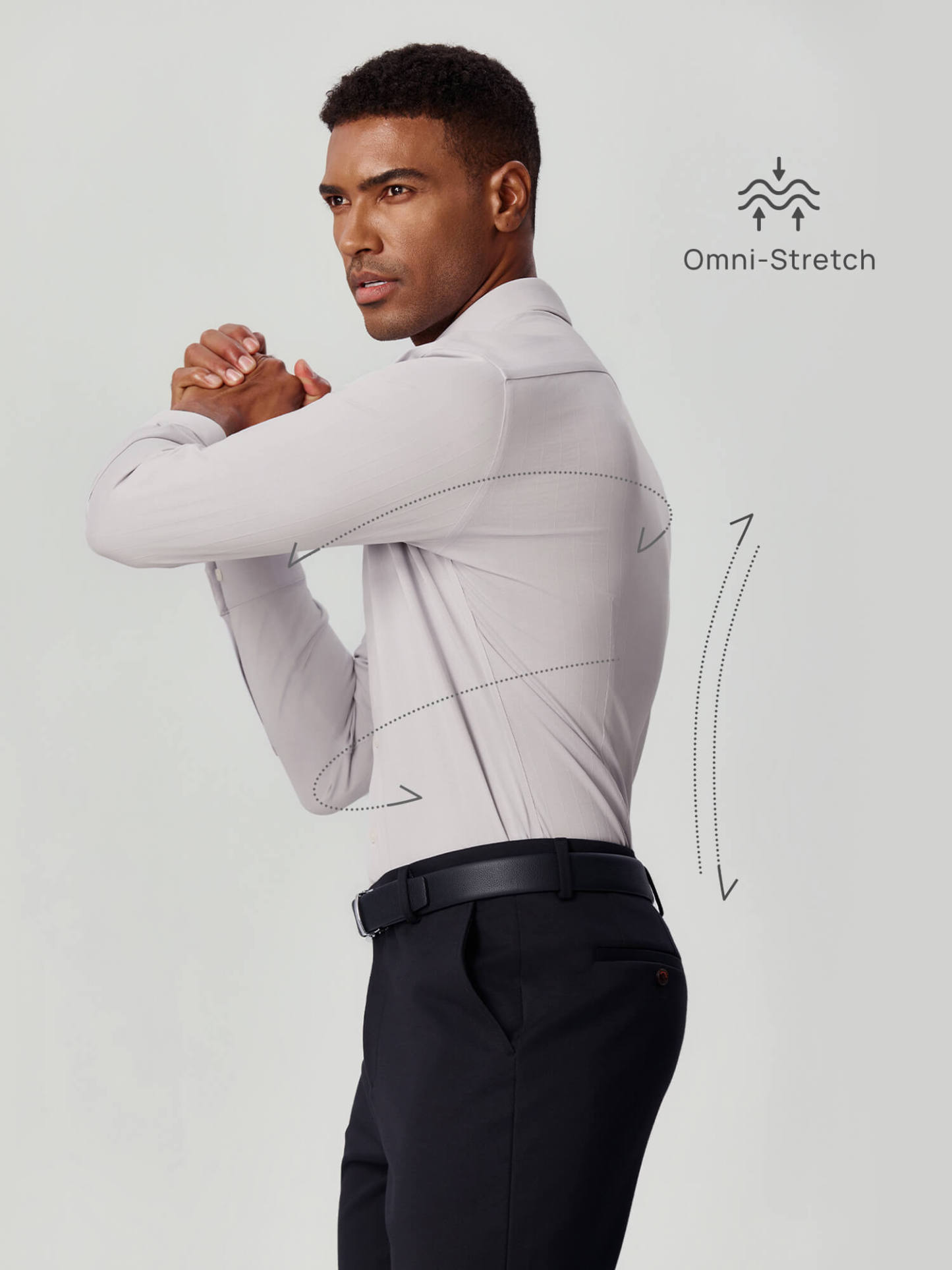 Non-Iron Gray Striped Stretch Shirt