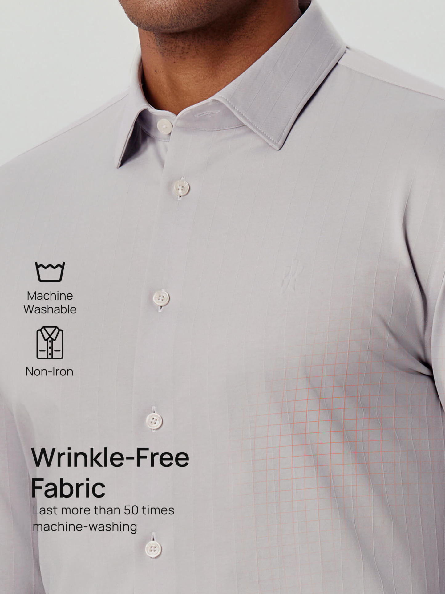 Non-Iron Gray Striped Stretch Shirt