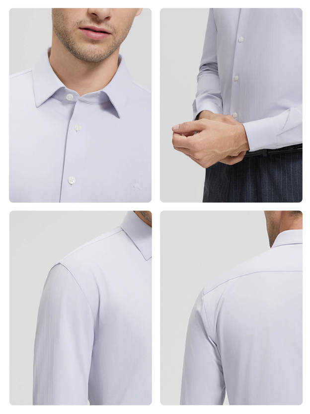 Non-Iron Gray Striped Stretch Shirt-OWN DREAM Shirts