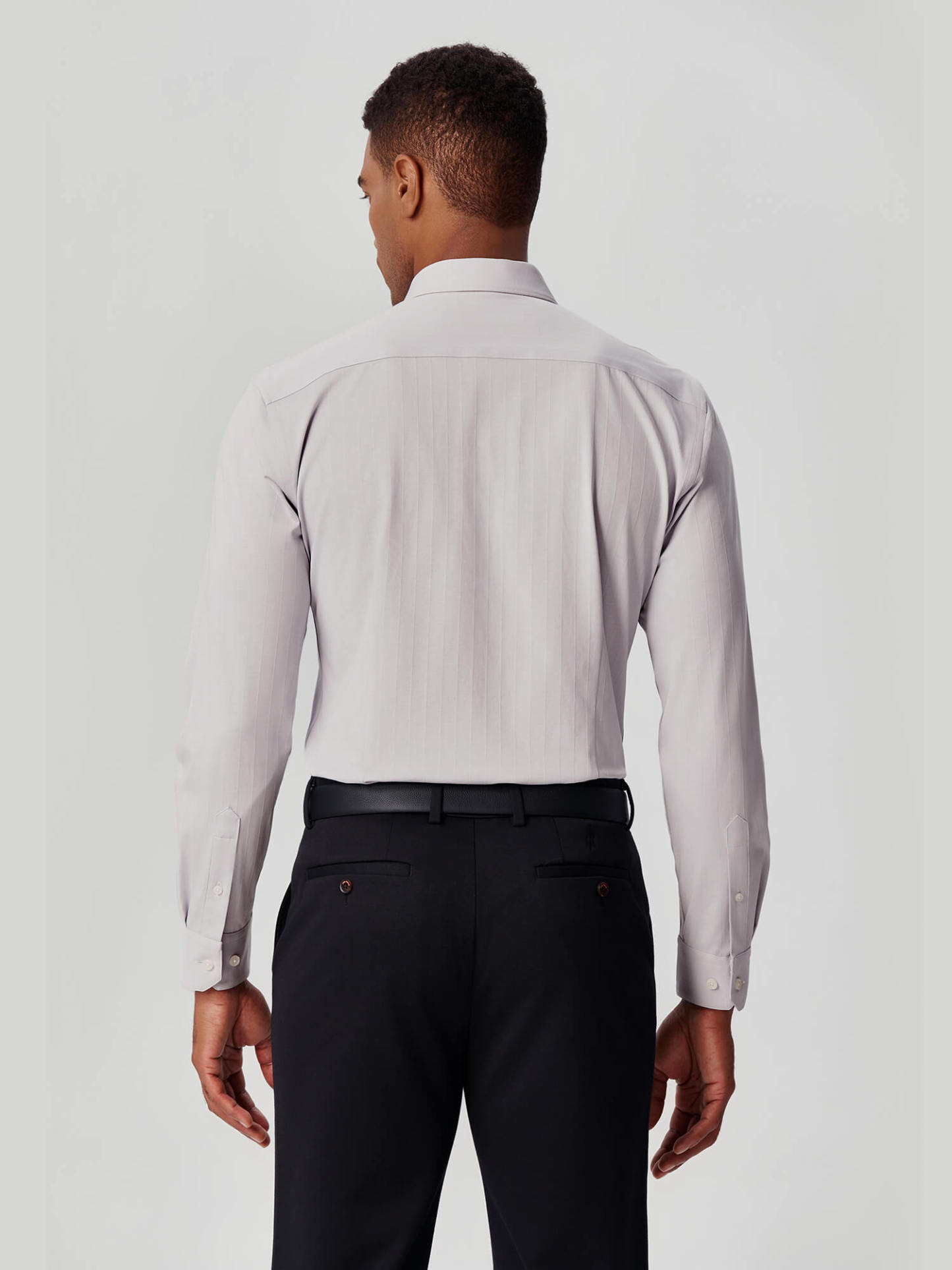 Non-Iron Gray Striped Stretch Shirt