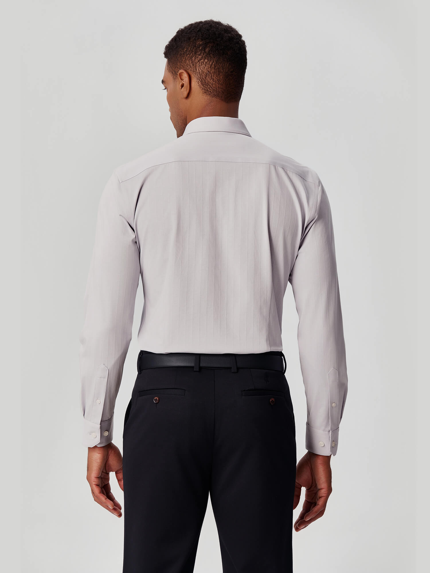 Non-Iron Gray Striped Stretch Shirt