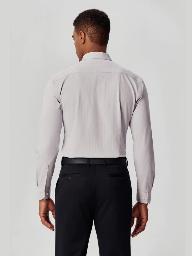 Non-Iron Gray Striped Stretch Shirt