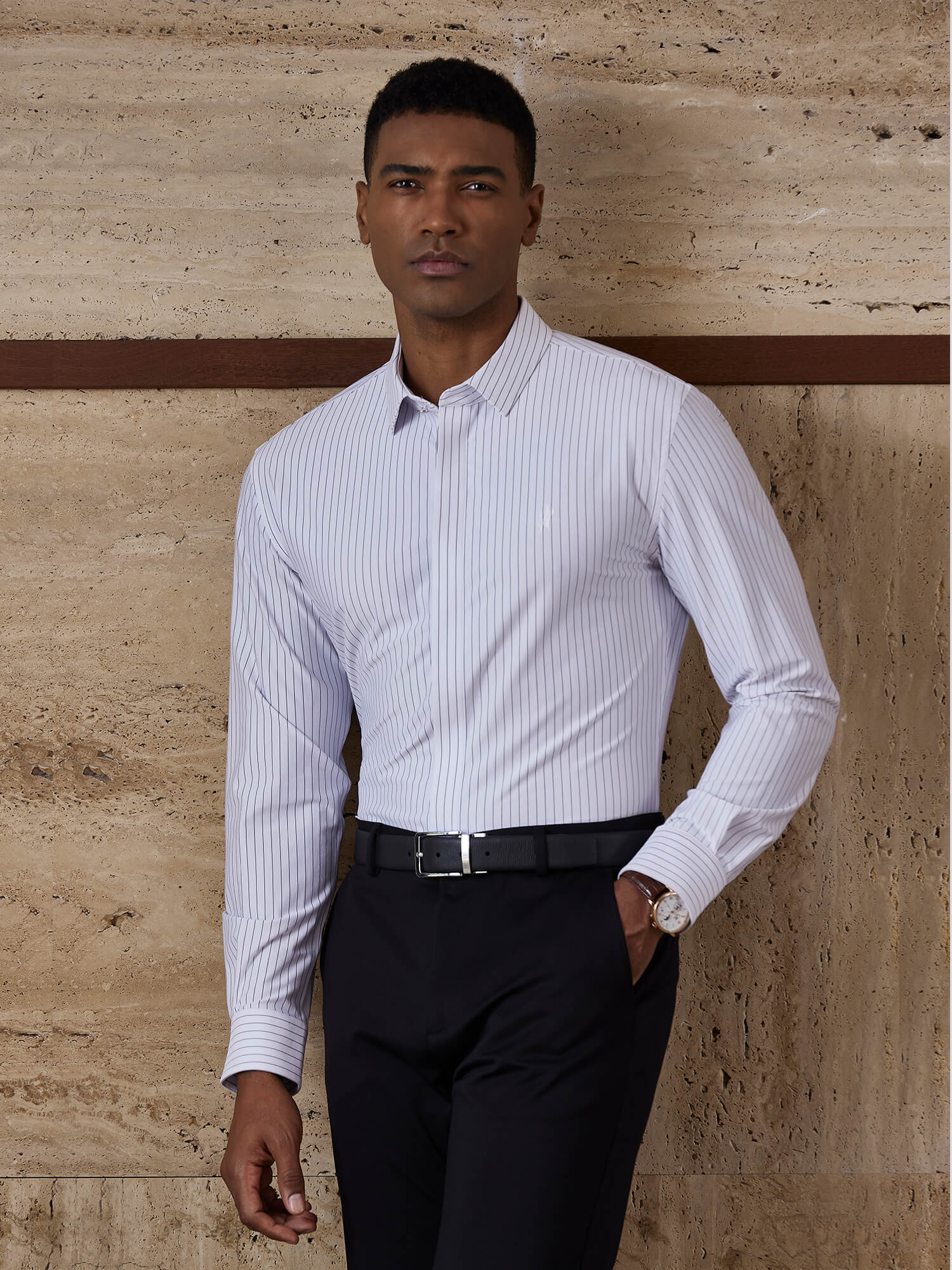 White Striped Stretch Shirt