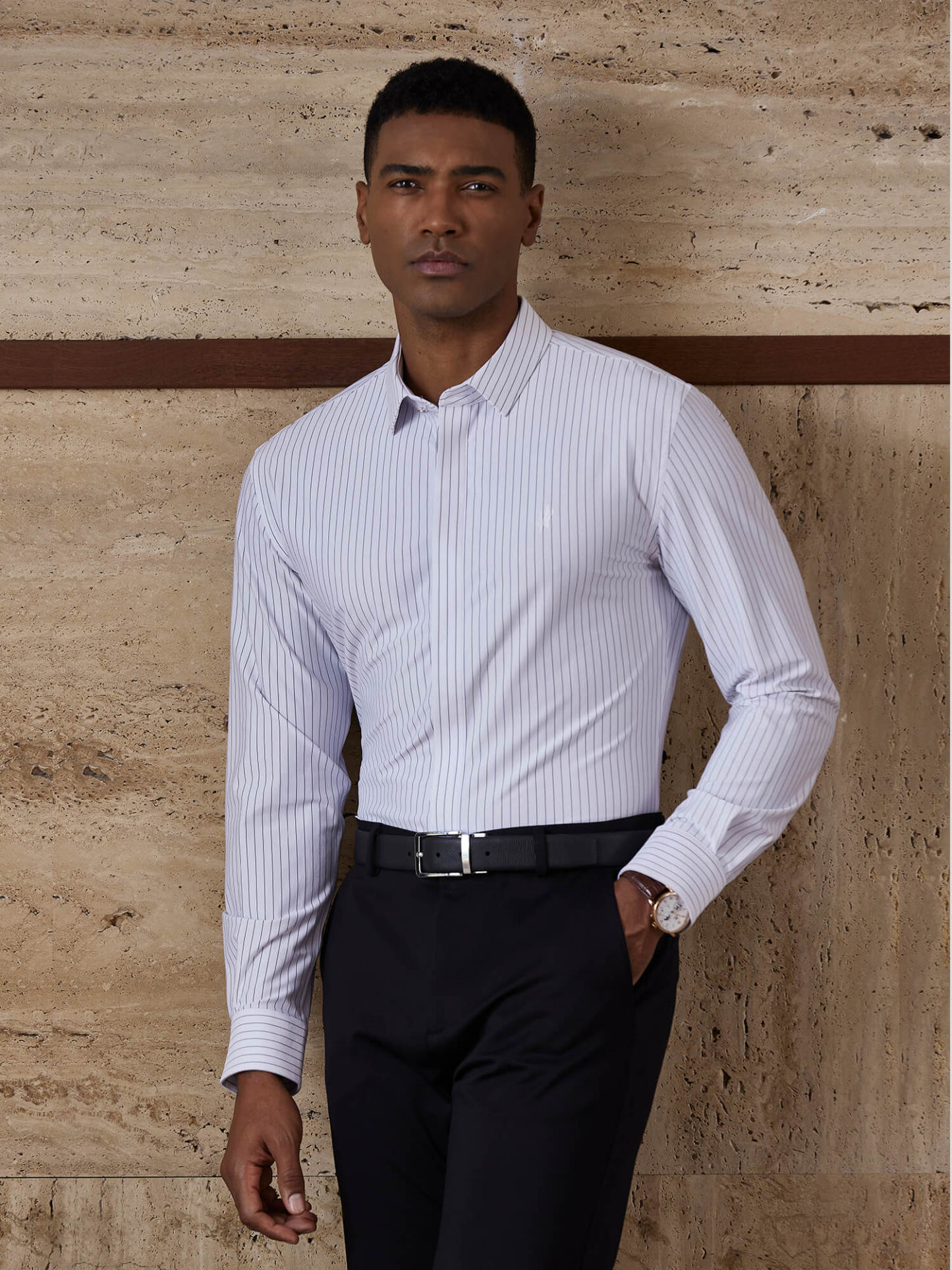 White Striped Stretch Shirt