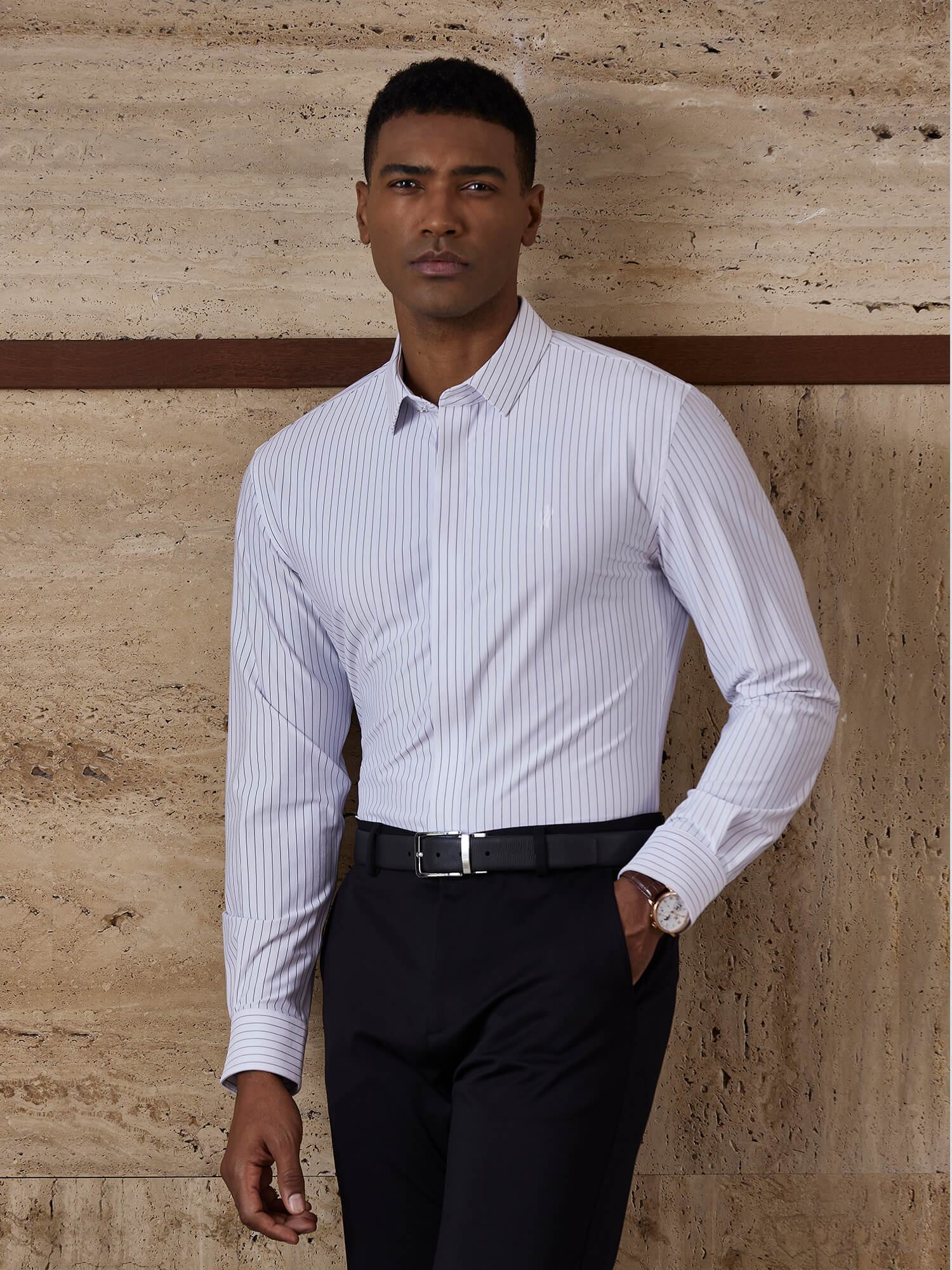 White Striped Stretch Shirt