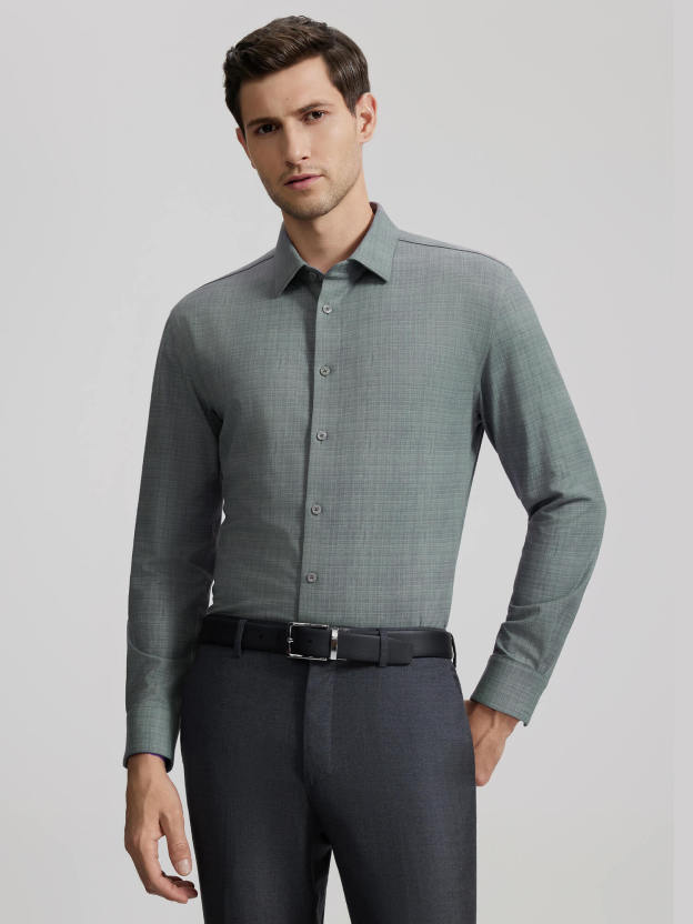 Silver Grey Cashmere Stretch Shirt-OWN DREAM Shirts