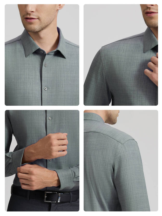 Silver Grey Cashmere Stretch Shirt-OWN DREAM Shirts