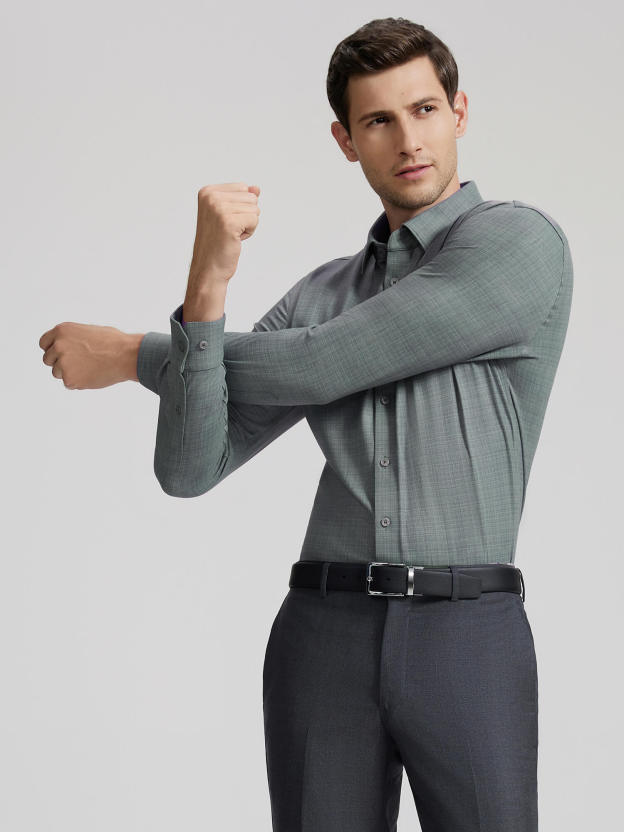 Silver Grey Cashmere Stretch Shirt-OWN DREAM Shirts