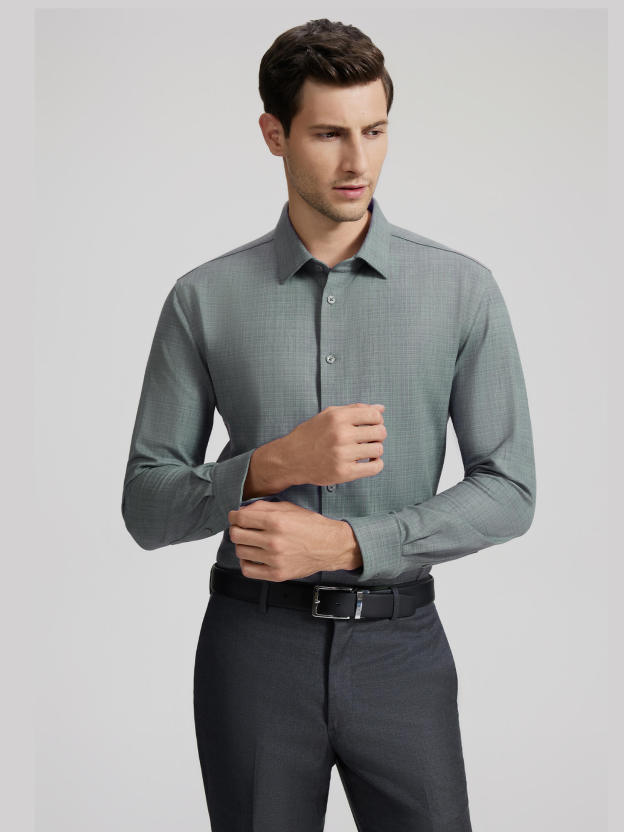 Silver Grey Cashmere Stretch Shirt-OWN DREAM Shirts