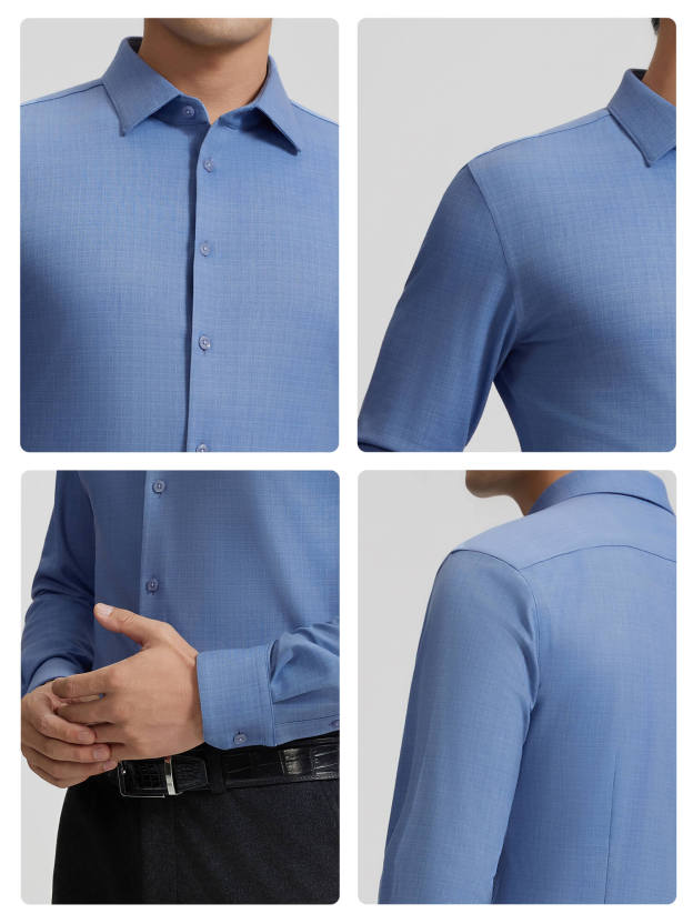 Moon Blue Cashmere Stretch Shirt-OWN DREAM Shirts