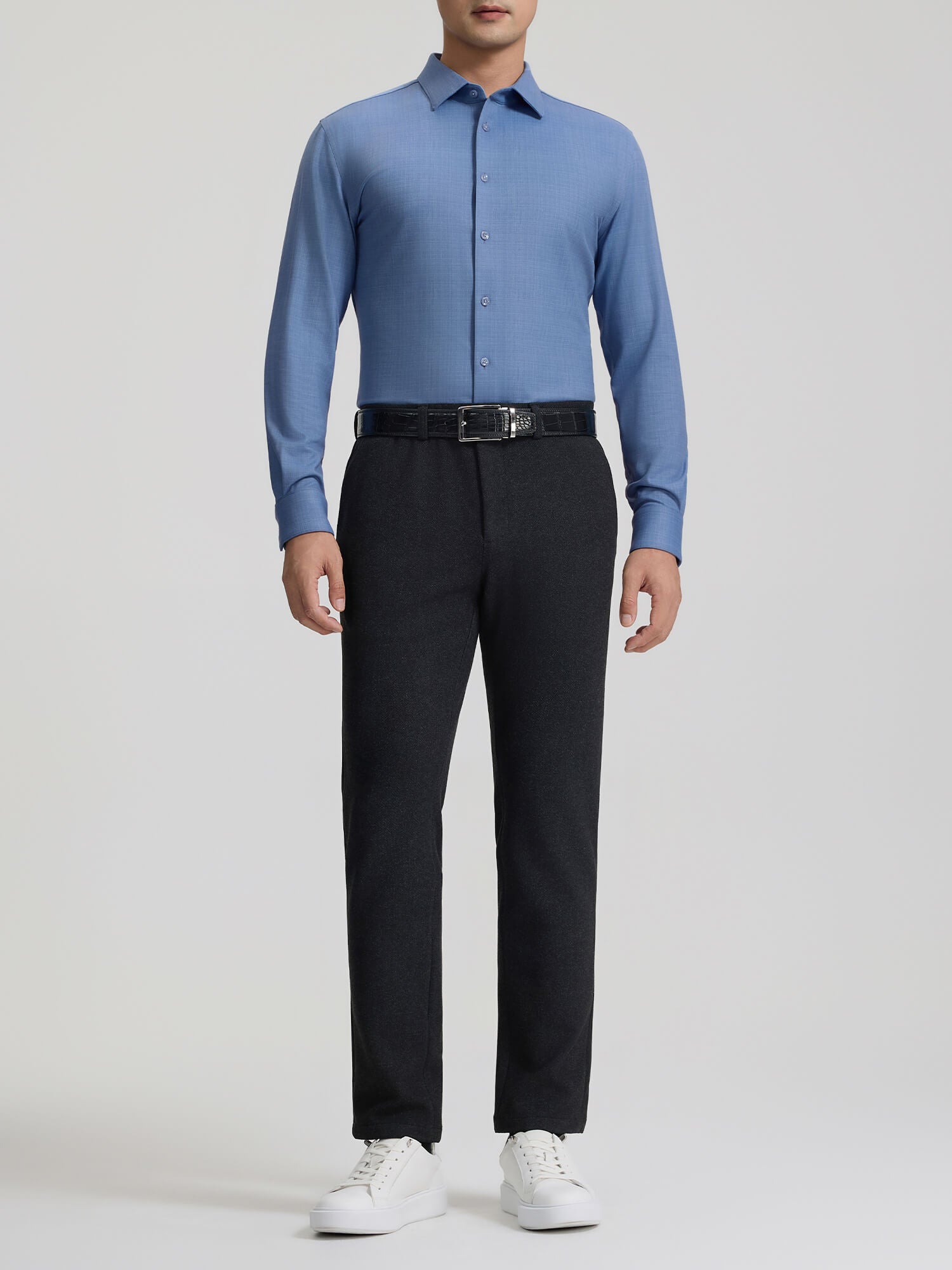 Moon Blue Cashmere Stretch Shirt-OWN DREAM Shirts
