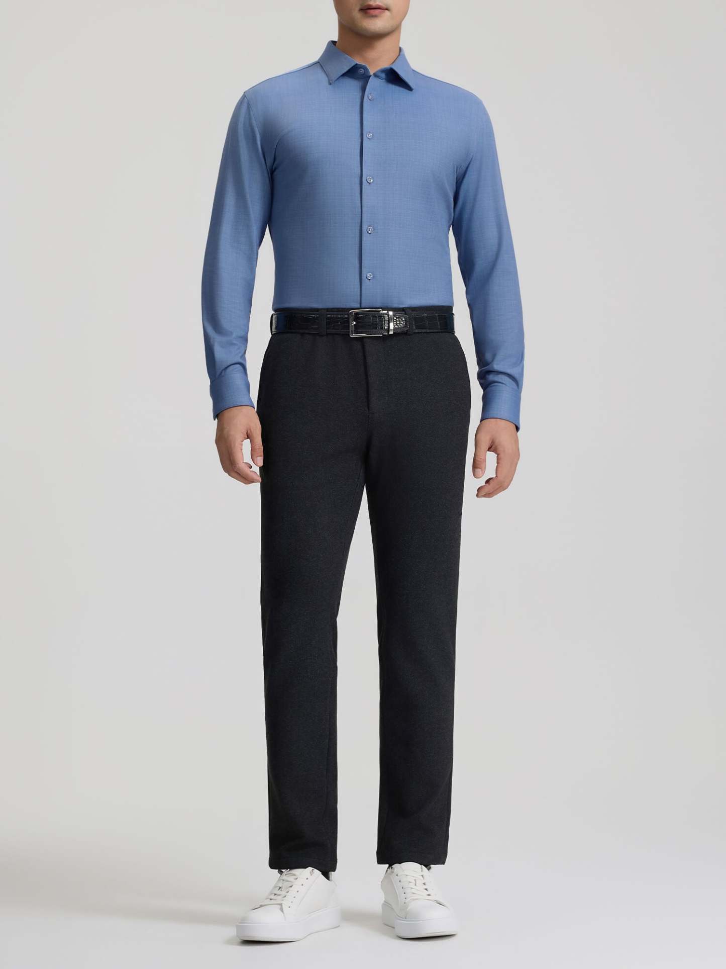 Moon Blue Cashmere Stretch Shirt-OWN DREAM Shirts