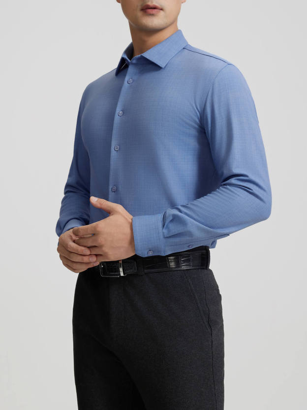 Moon Blue Cashmere Stretch Shirt-OWN DREAM Shirts