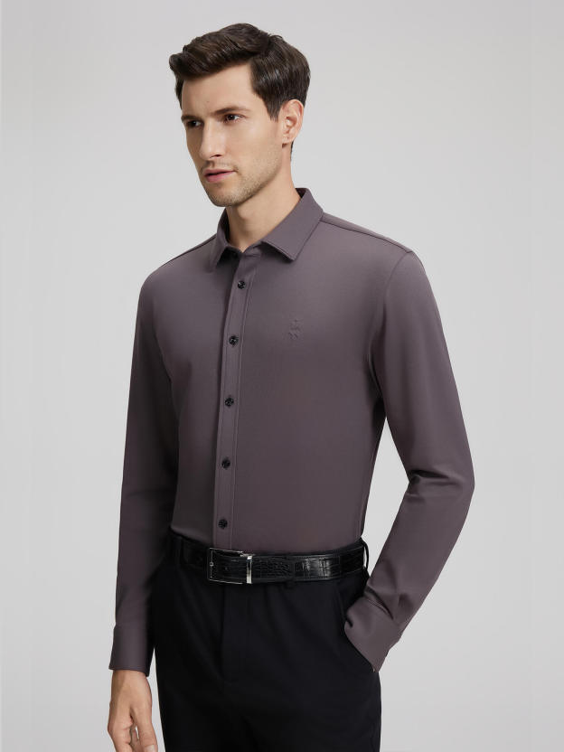 Rustic Brown Cashmere Stretch Shirt-OWN DREAM Shirts