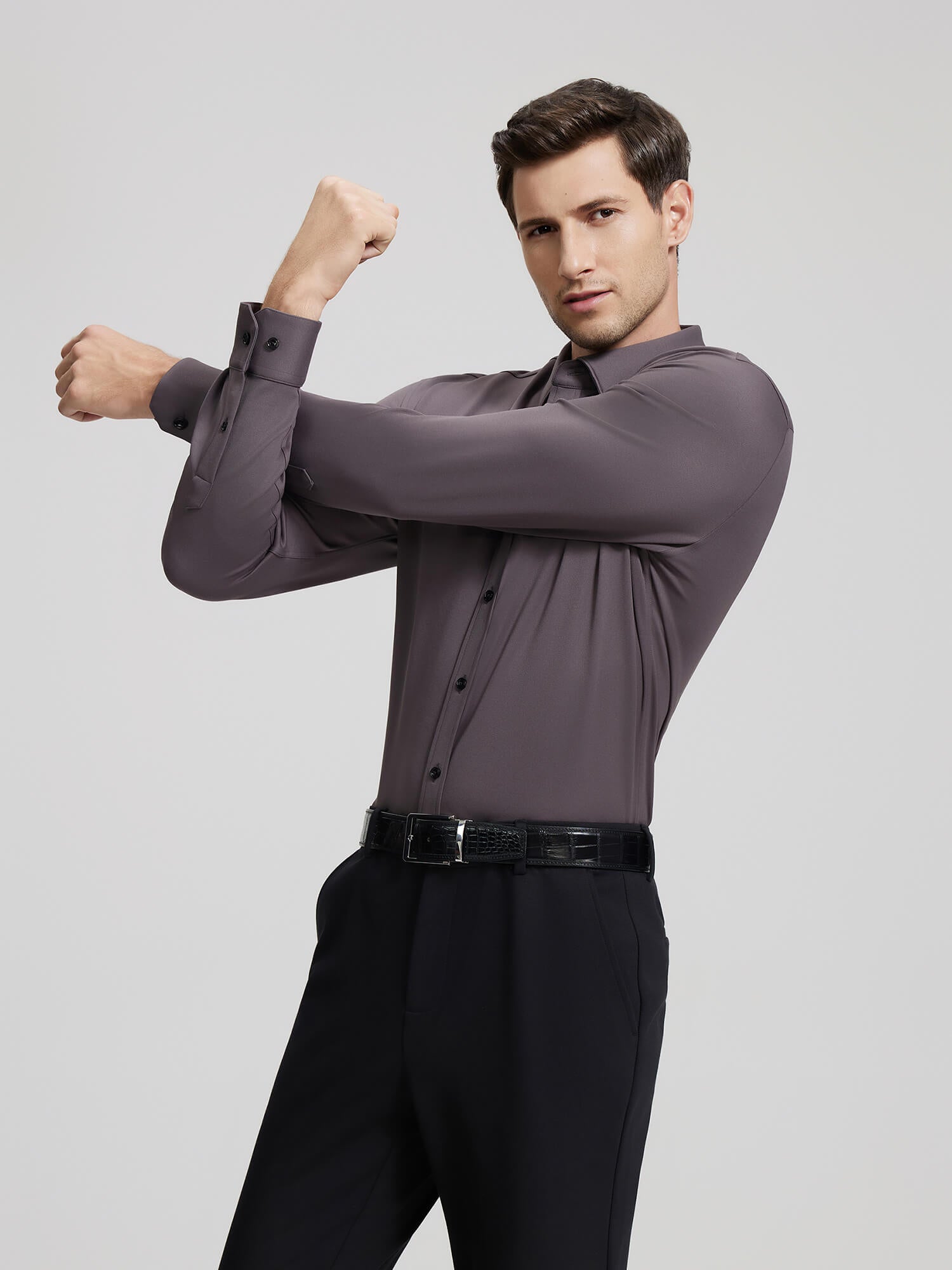Rustic Brown Cashmere Stretch Shirt-OWN DREAM Shirts