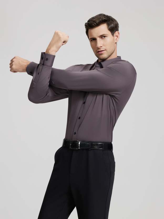 Rustic Brown Cashmere Stretch Shirt-OWN DREAM Shirts