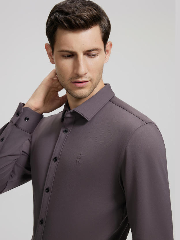 Rustic Brown Cashmere Stretch Shirt-OWN DREAM Shirts