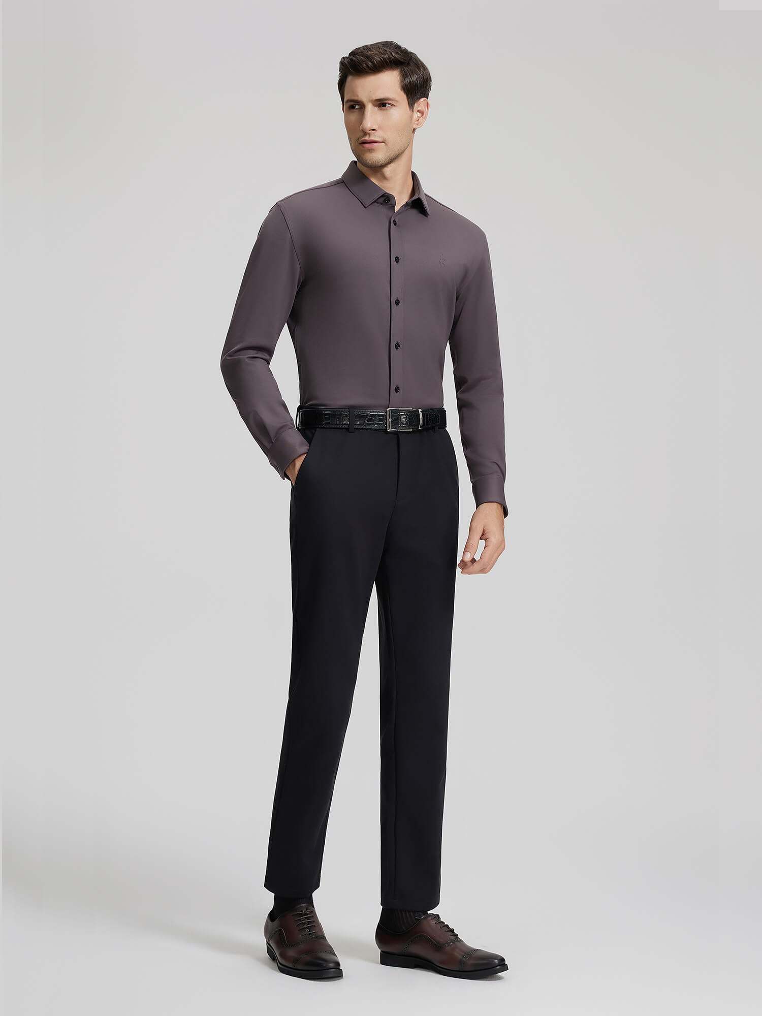 Rustic Brown Cashmere Stretch Shirt-OWN DREAM Shirts