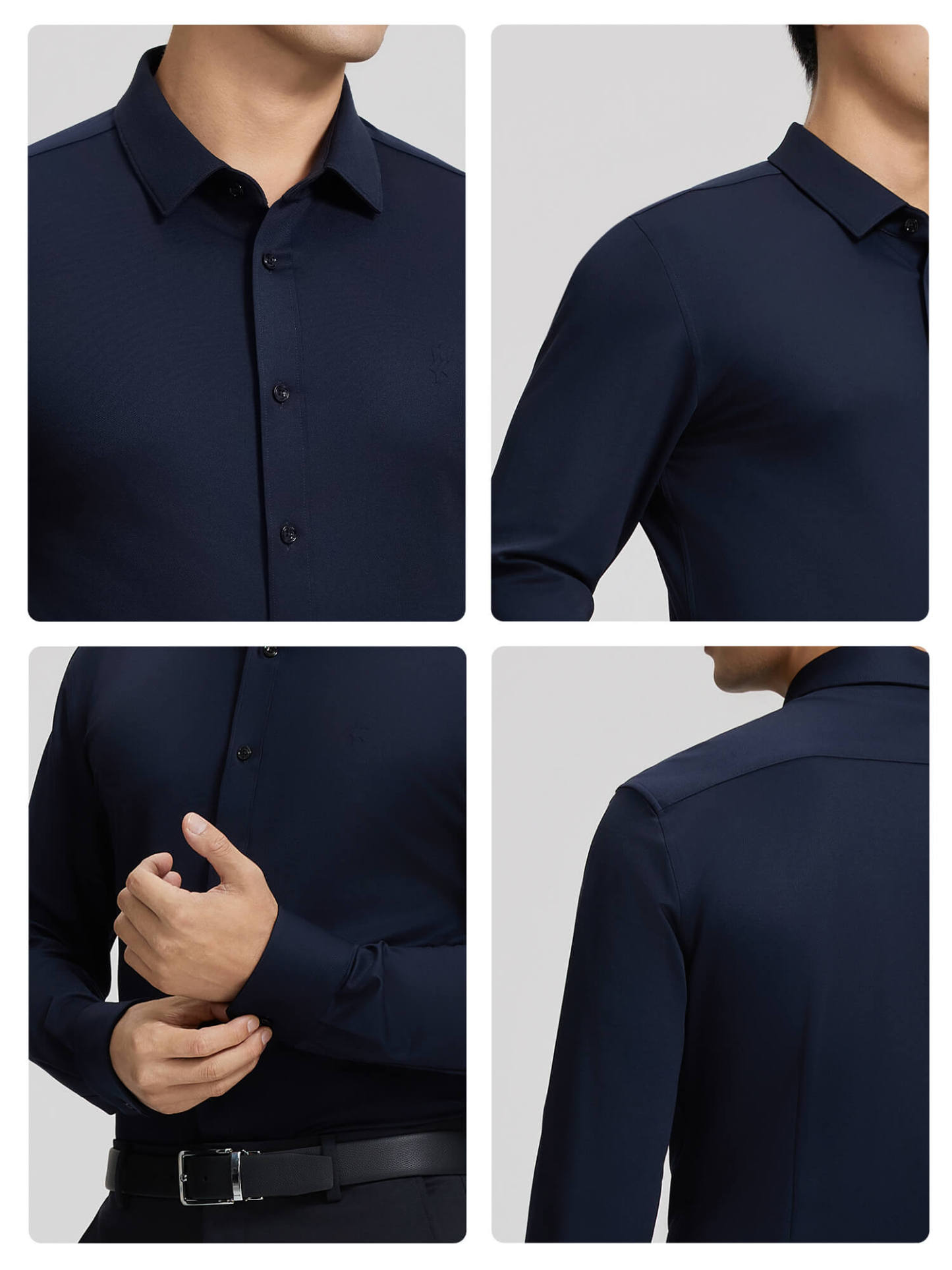 Dark Blue Cashmere Stretch Shirt-OWN DREAM Shirts