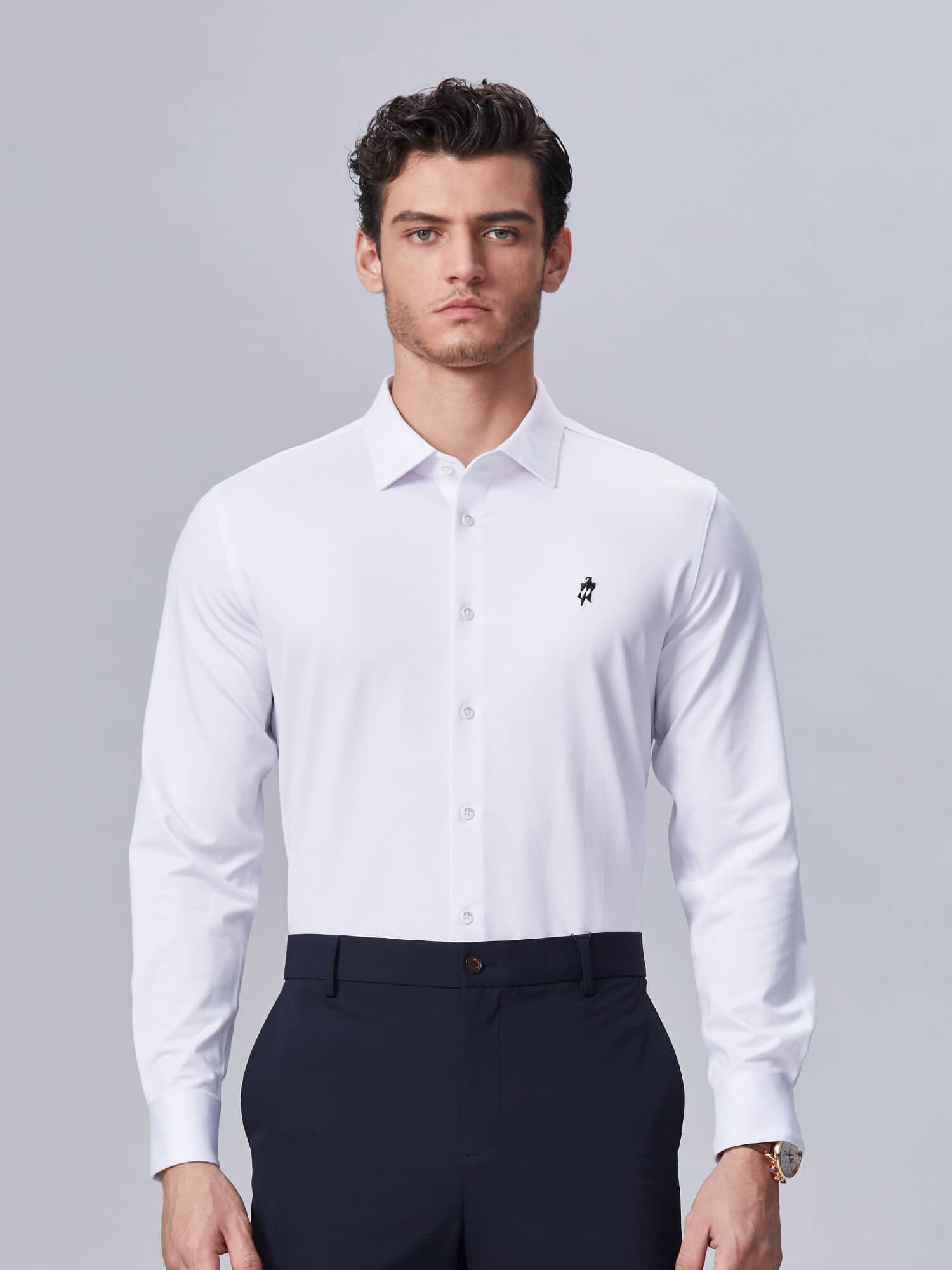 S50 Alpine Snow White Silk Stretch Shirt-OWN DREAM